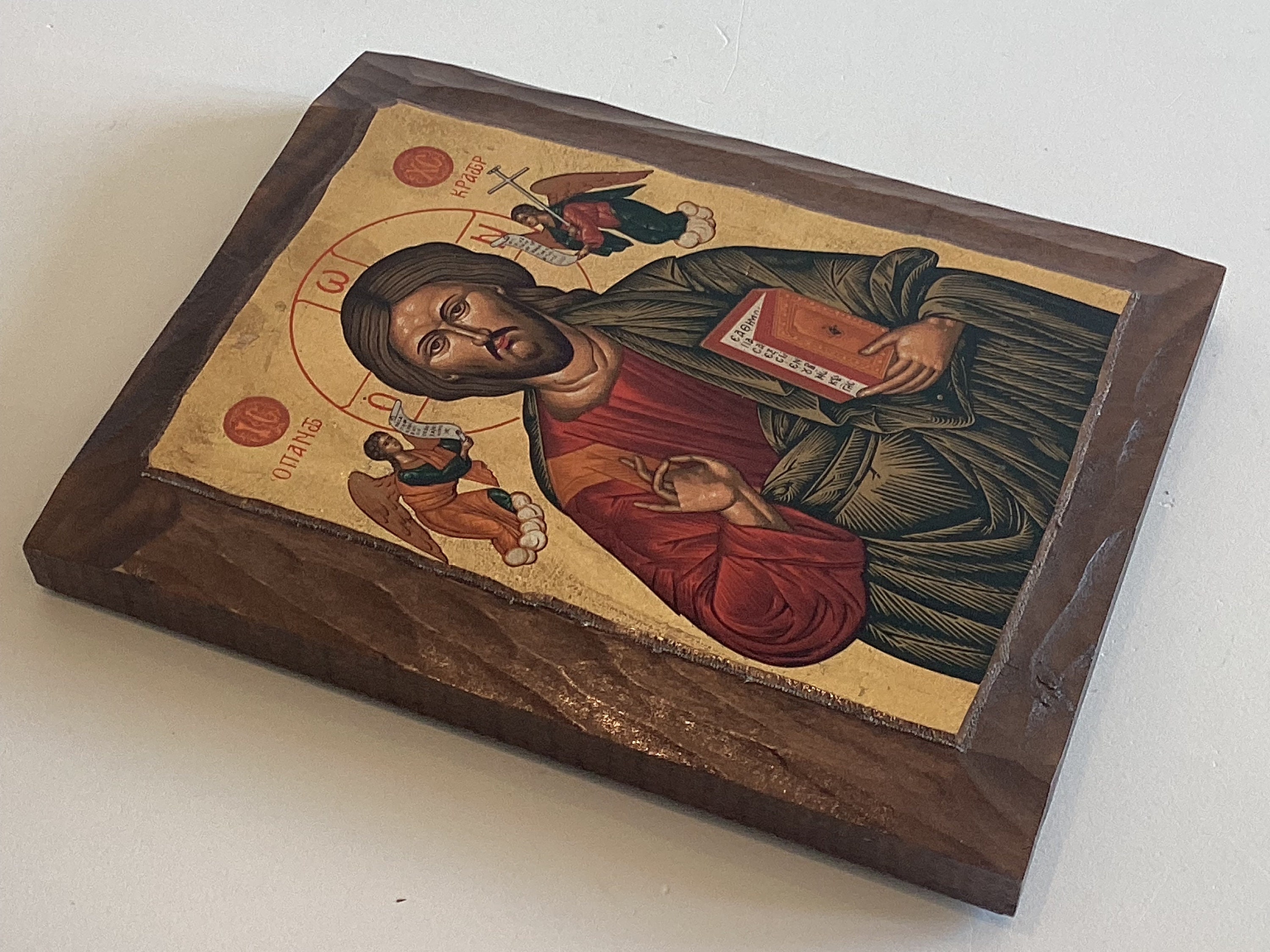 Vintage Icon | 1960s Jesus Christ Pantocrator, Hand Painted Gold Tempera on Wood — photo 6 of 7