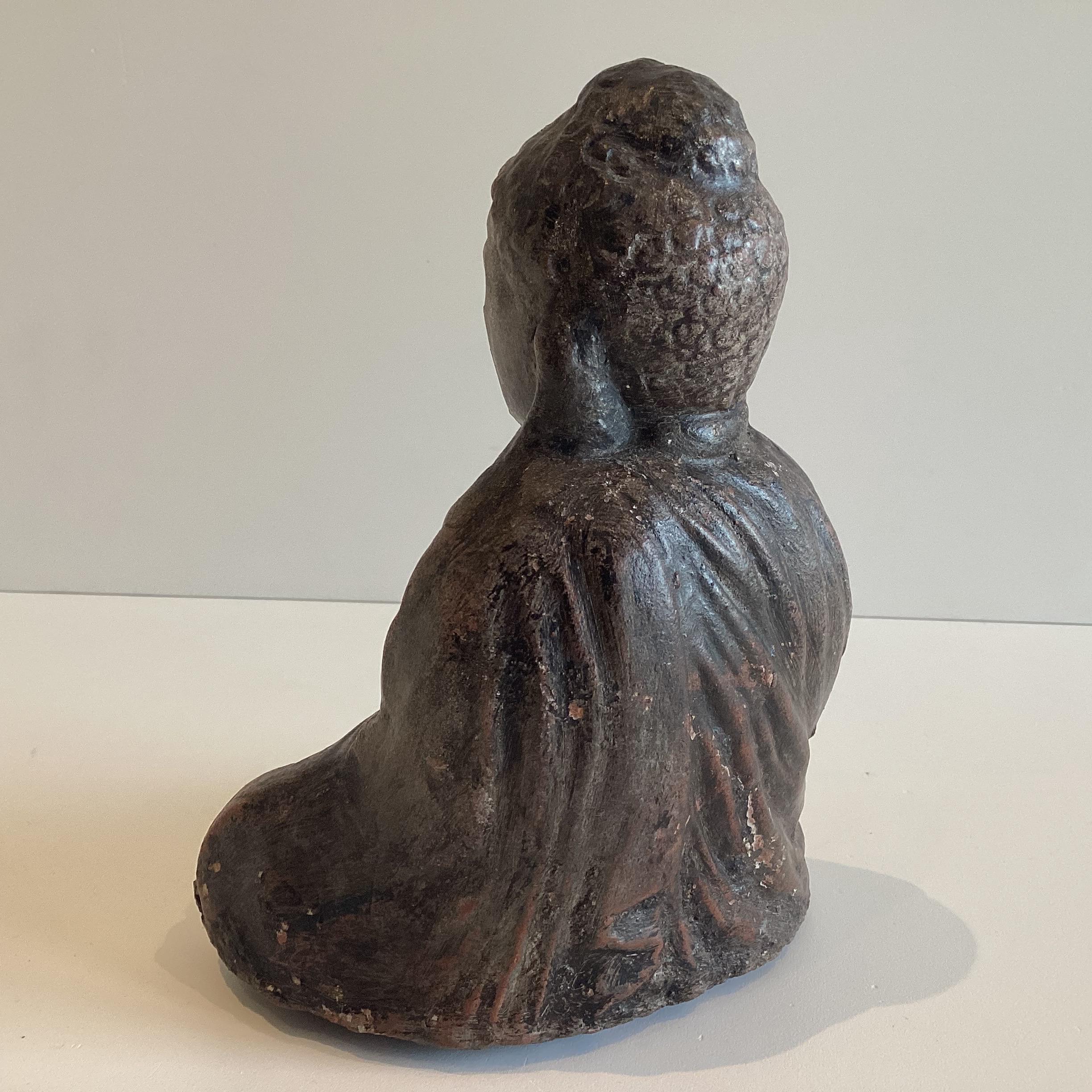 Antique Buddha | 1900s Indian Sculpture, Terracotta Statue — photo 5 of 9