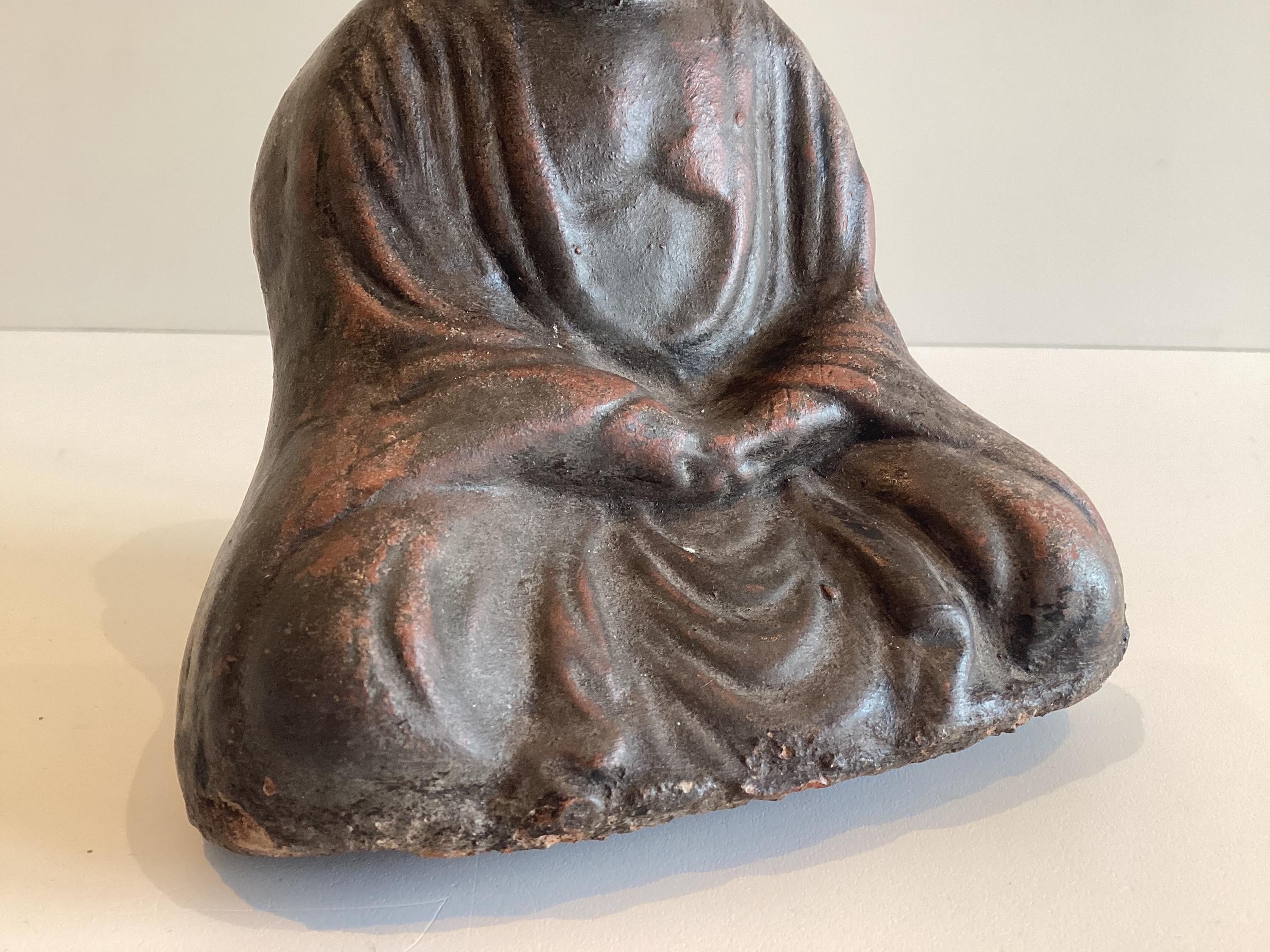 Antique Buddha | 1900s Indian Sculpture, Terracotta Statue — photo 8 of 9