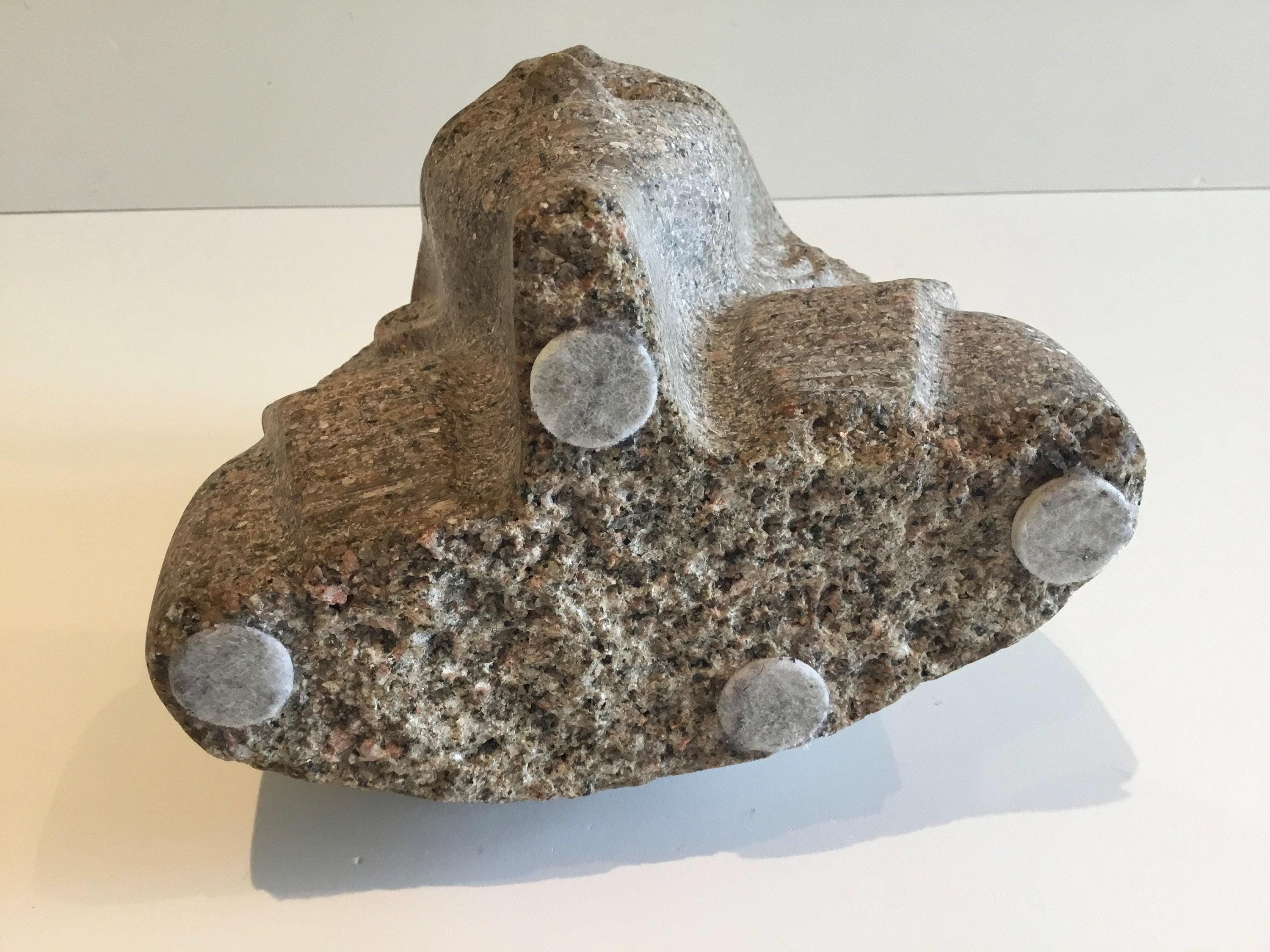Vintage Stone Bust | 1970s Pharaoh Sculpture Pink Granite, Hand-Carved Egyptian Art — photo 7 of 7