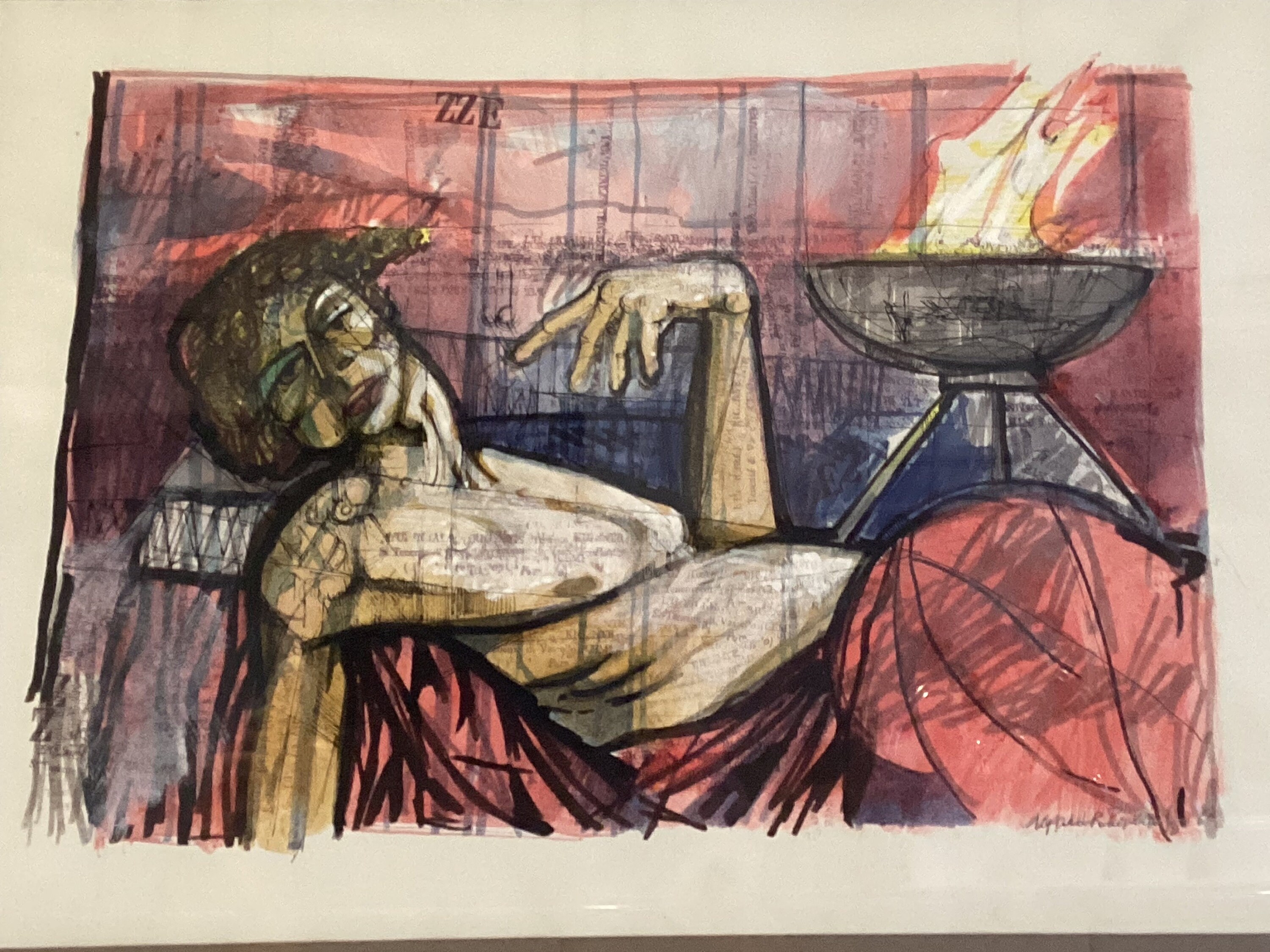 Vintage Painting | Alfredo Pompilio 1969 Italy, Mixed Media Ink Original Technique — photo 4 of 8