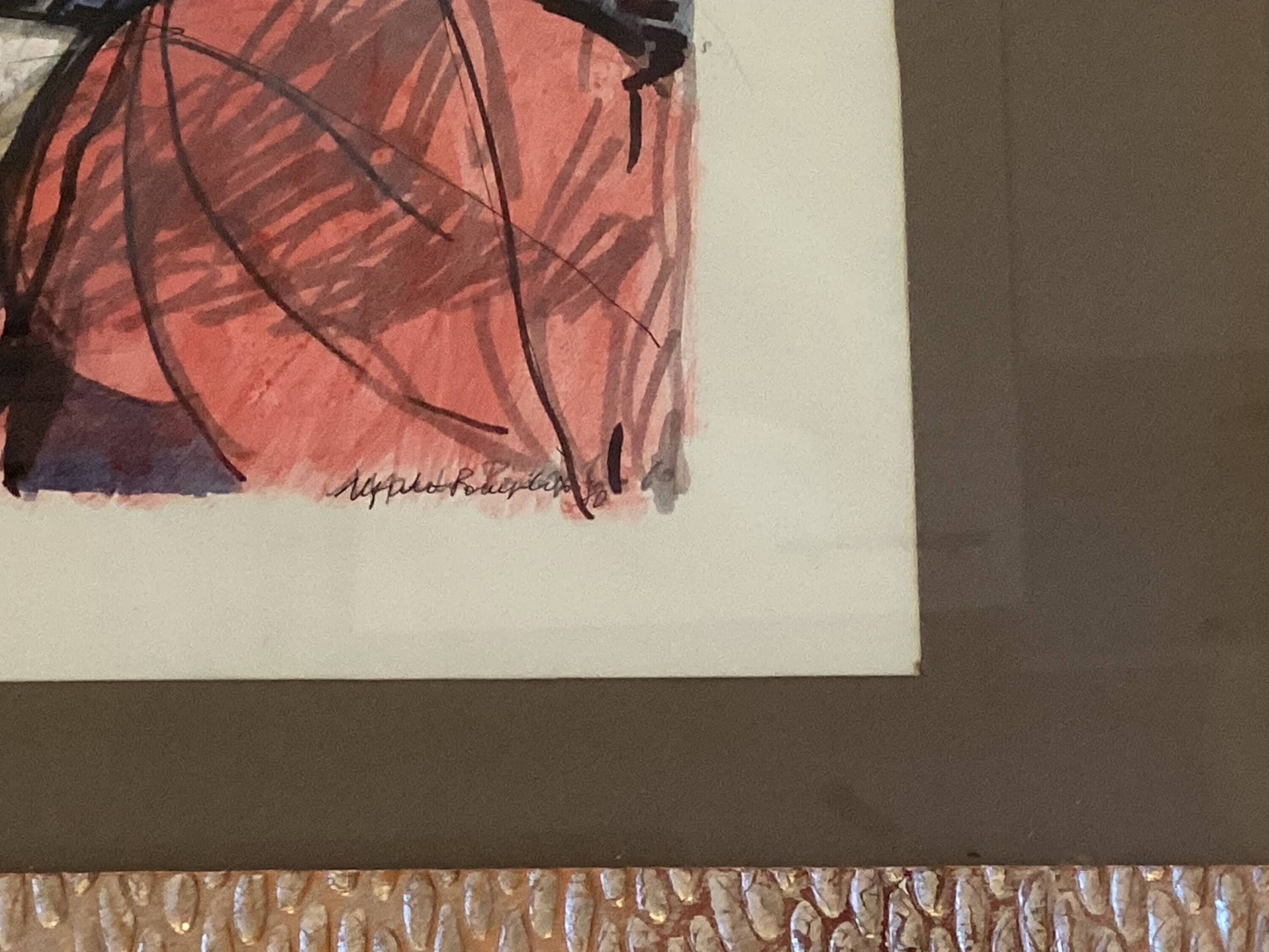 Vintage Painting | Alfredo Pompilio 1969 Italy, Mixed Media Ink Original Technique — photo 7 of 8