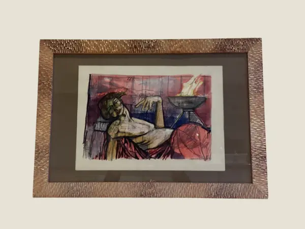 Vintage Painting | Alfredo Pompilio 1969 Italy, Mixed Media Ink Original Technique