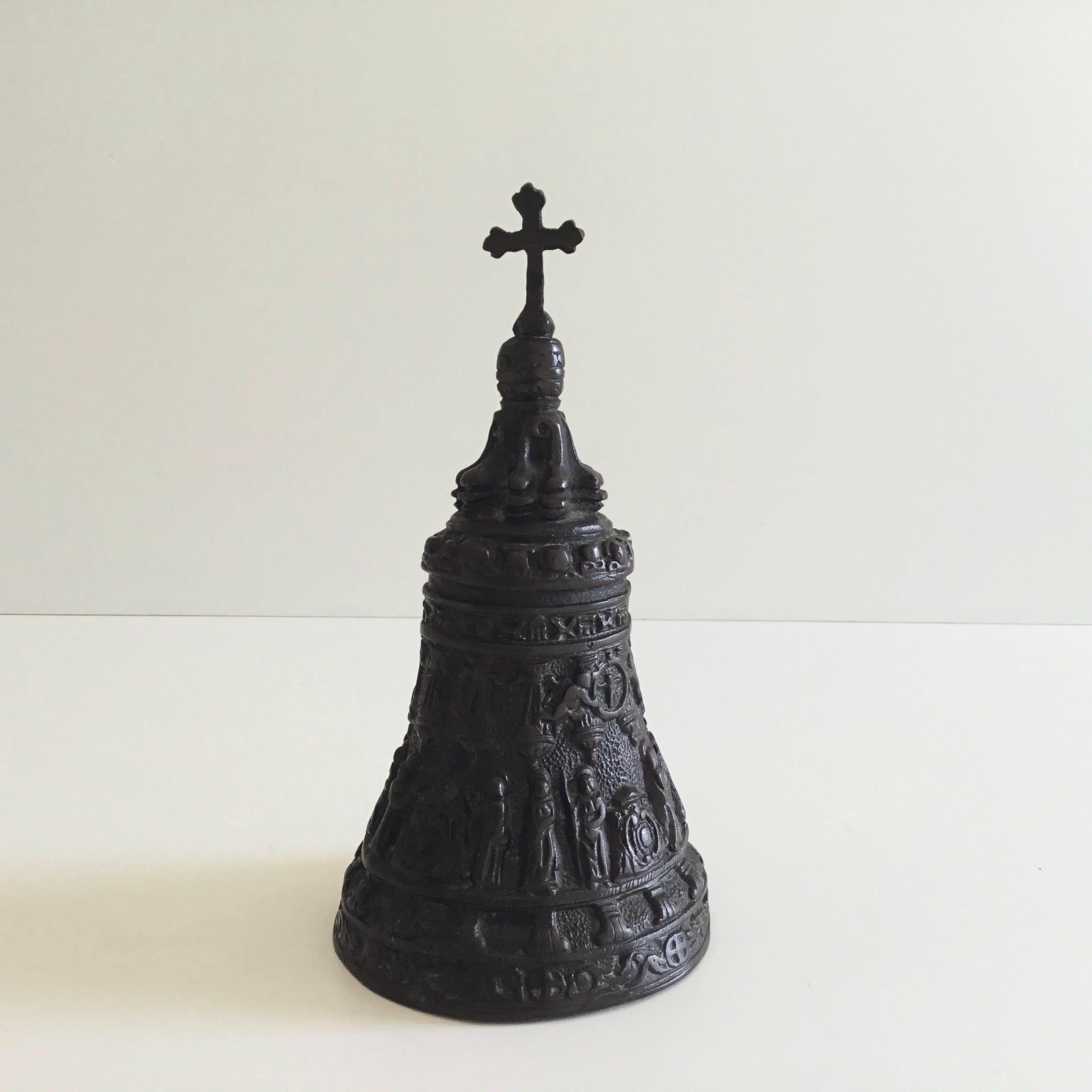 Antique Bronze Bell | 1900s French with 12 Apostles Relief, Rare Collectible — photo 2 of 11