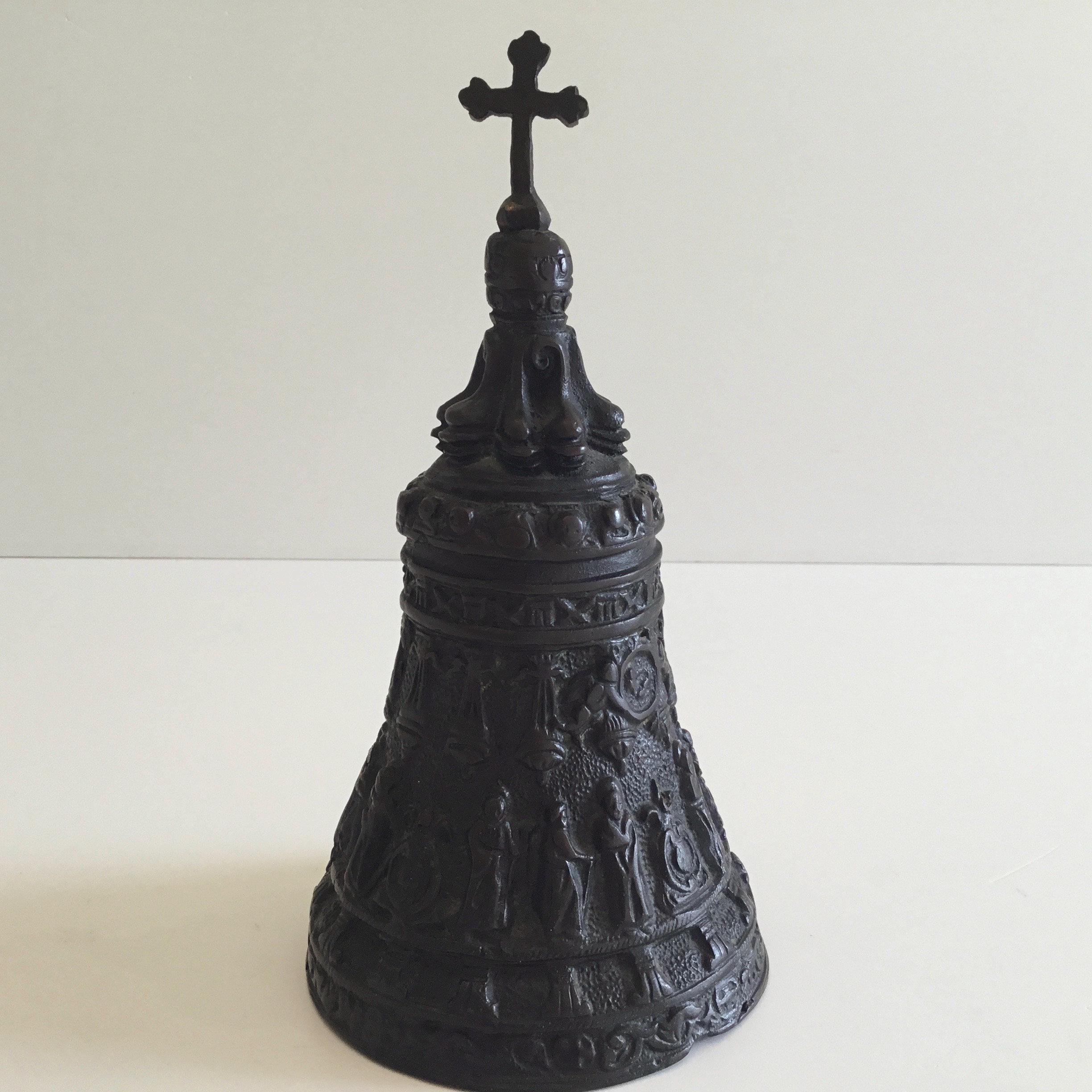 Antique Bronze Bell | 1900s French with 12 Apostles Relief, Rare Collectible — photo 3 of 11