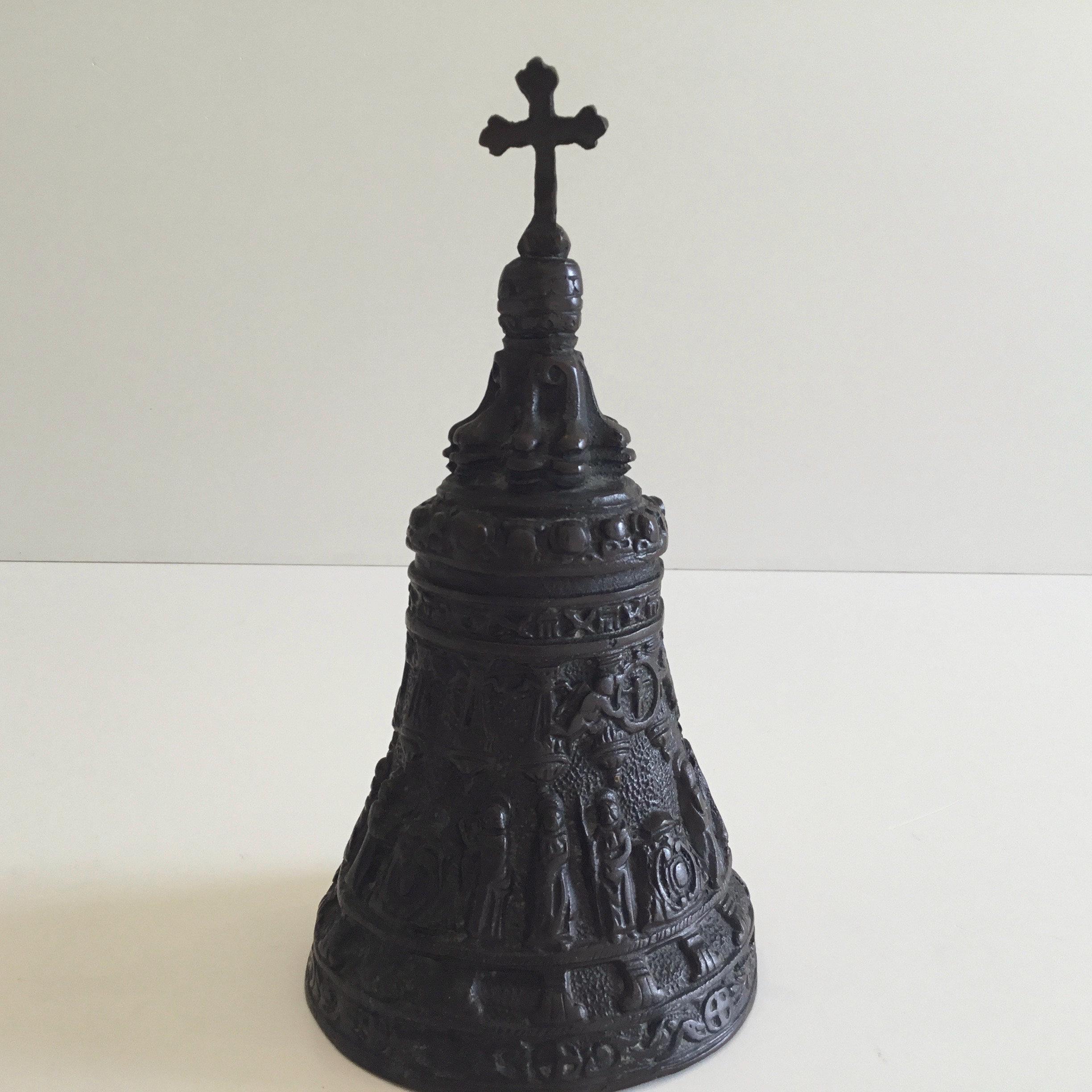 Antique Bronze Bell | 1900s French with 12 Apostles Relief, Rare Collectible — photo 4 of 11