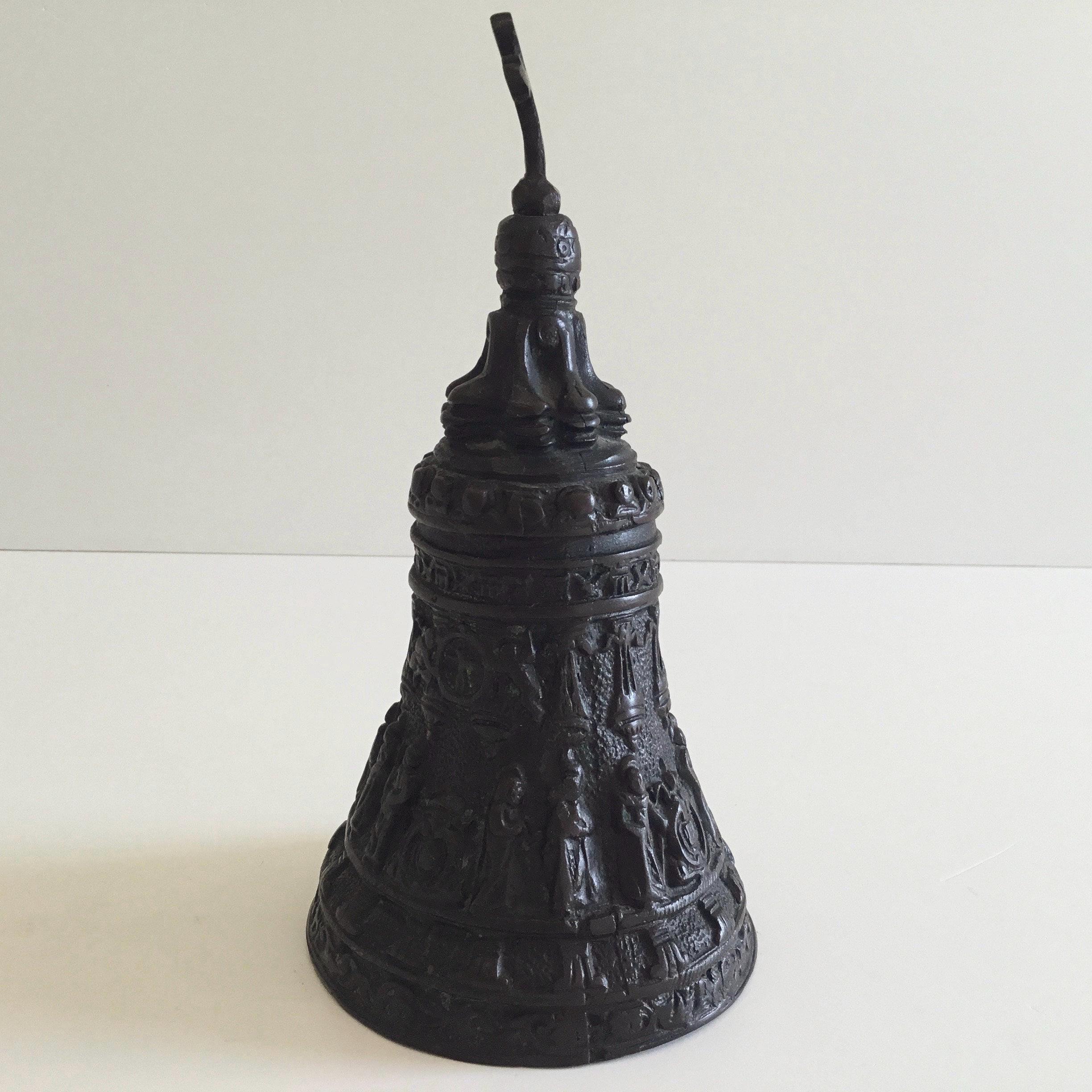 Antique Bronze Bell | 1900s French with 12 Apostles Relief, Rare Collectible — photo 5 of 11
