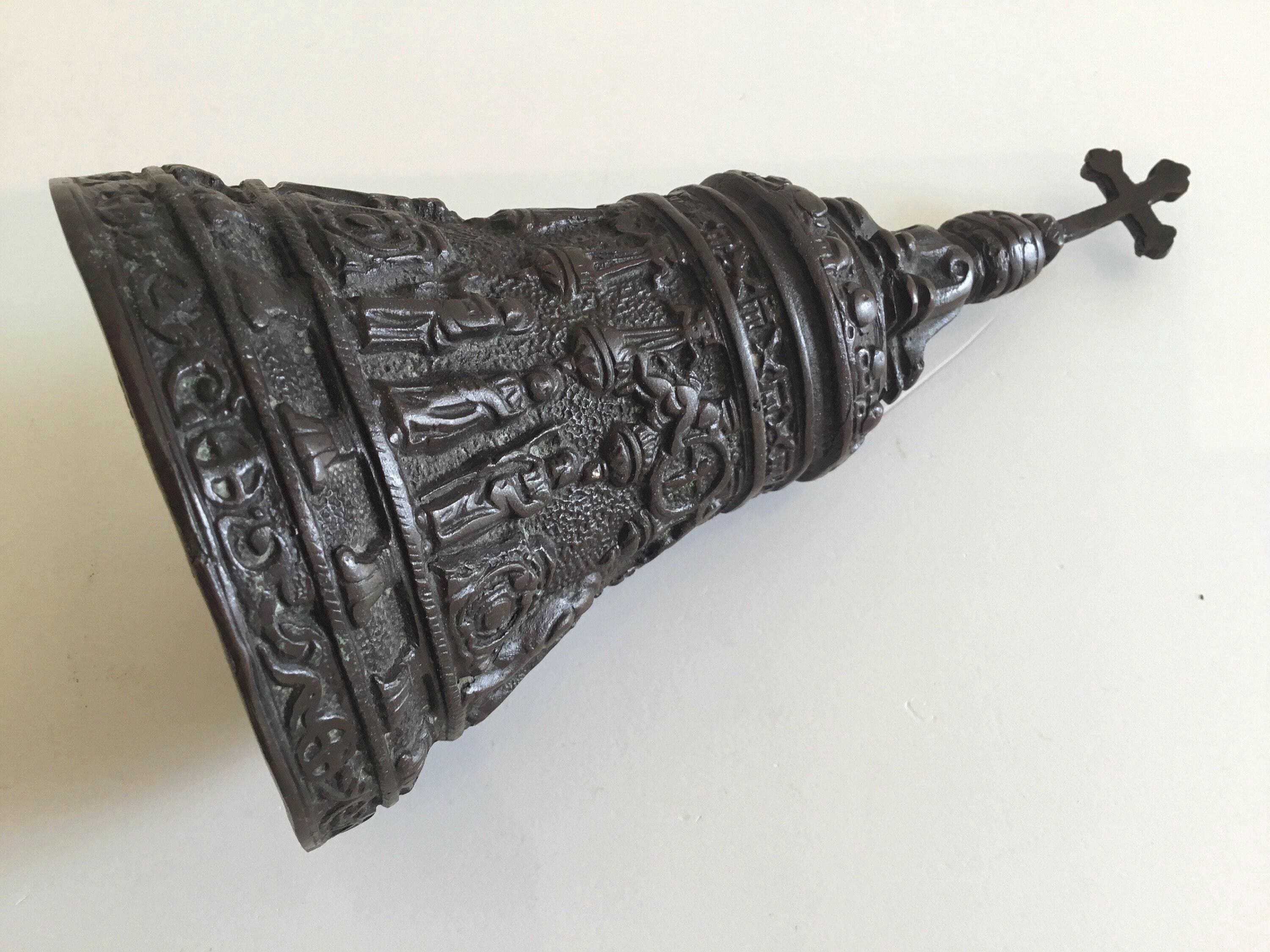 Antique Bronze Bell | 1900s French with 12 Apostles Relief, Rare Collectible — photo 10 of 11