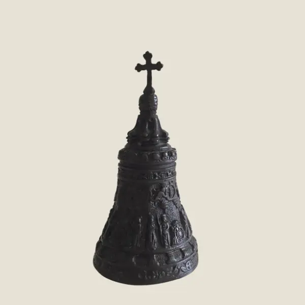 Antique Bronze Bell | 1900s French with 12 Apostles Relief, Rare Collectible