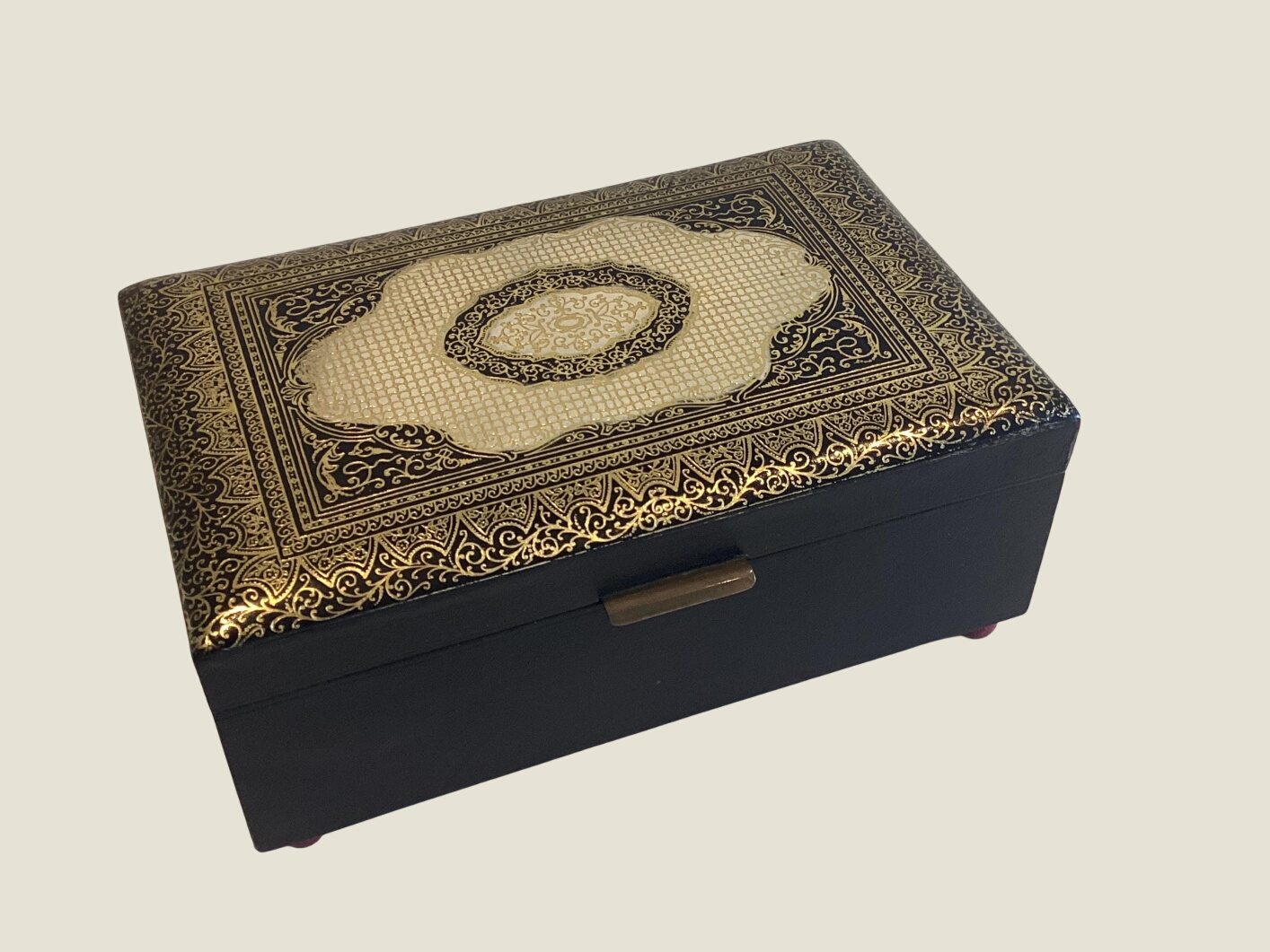 Vintage Reuge Music Box | 1960s Switzerland Leather Jewelry Box, Hollywood Regency