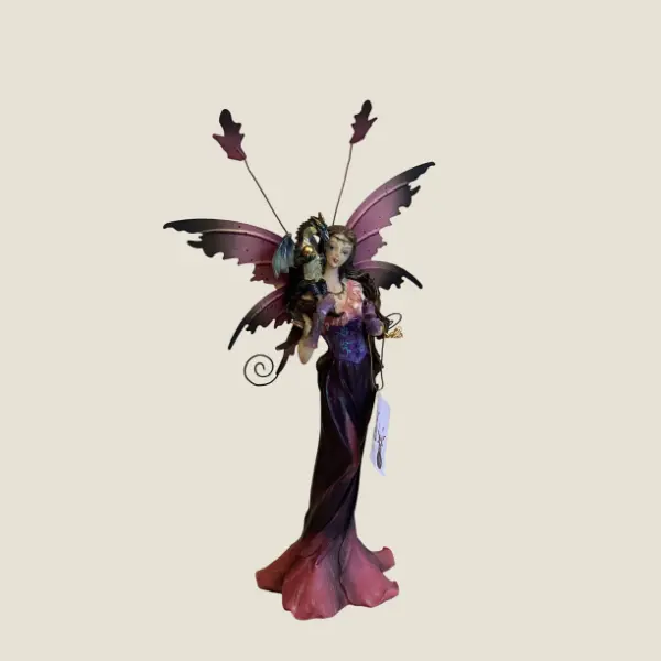 Fantasy Sculpture | Nemesis Design Dream Fairy, Vintage Polystone with Metal Wings