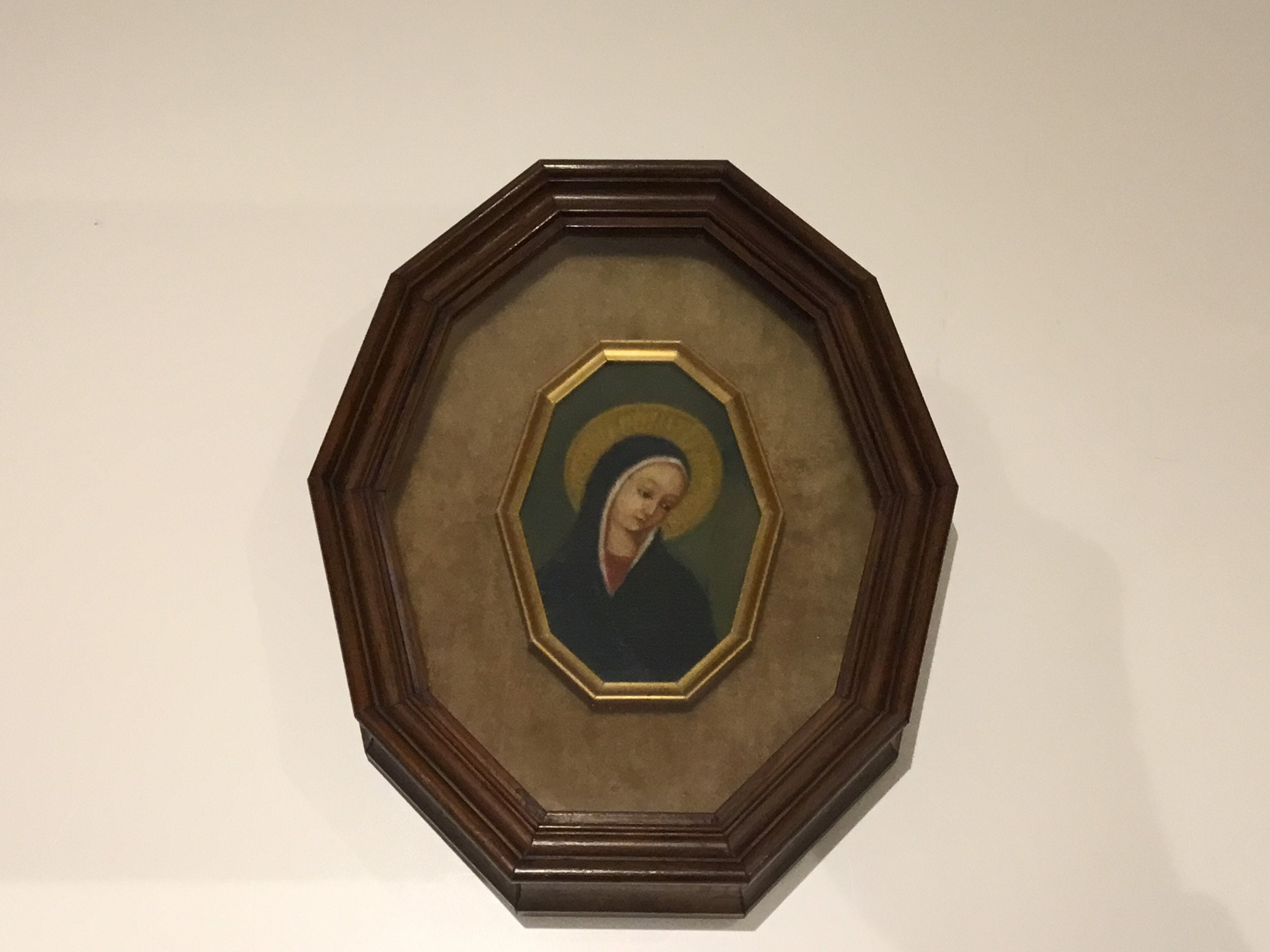 Vintage Icon | 1950s Italian Hand-Painted Saint Mary, Velvet & Glass Case — photo 2 of 8
