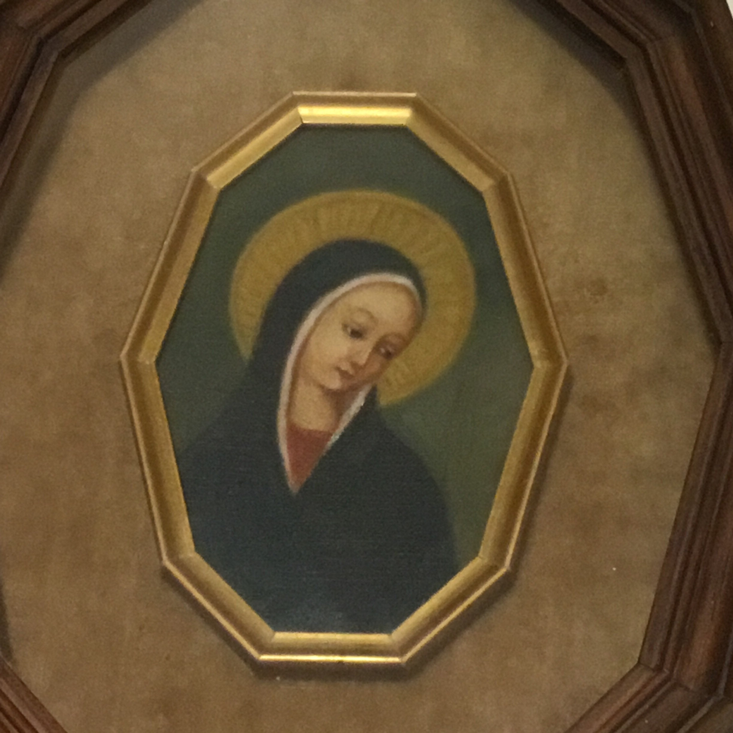 Vintage Icon | 1950s Italian Hand-Painted Saint Mary, Velvet & Glass Case — photo 3 of 8