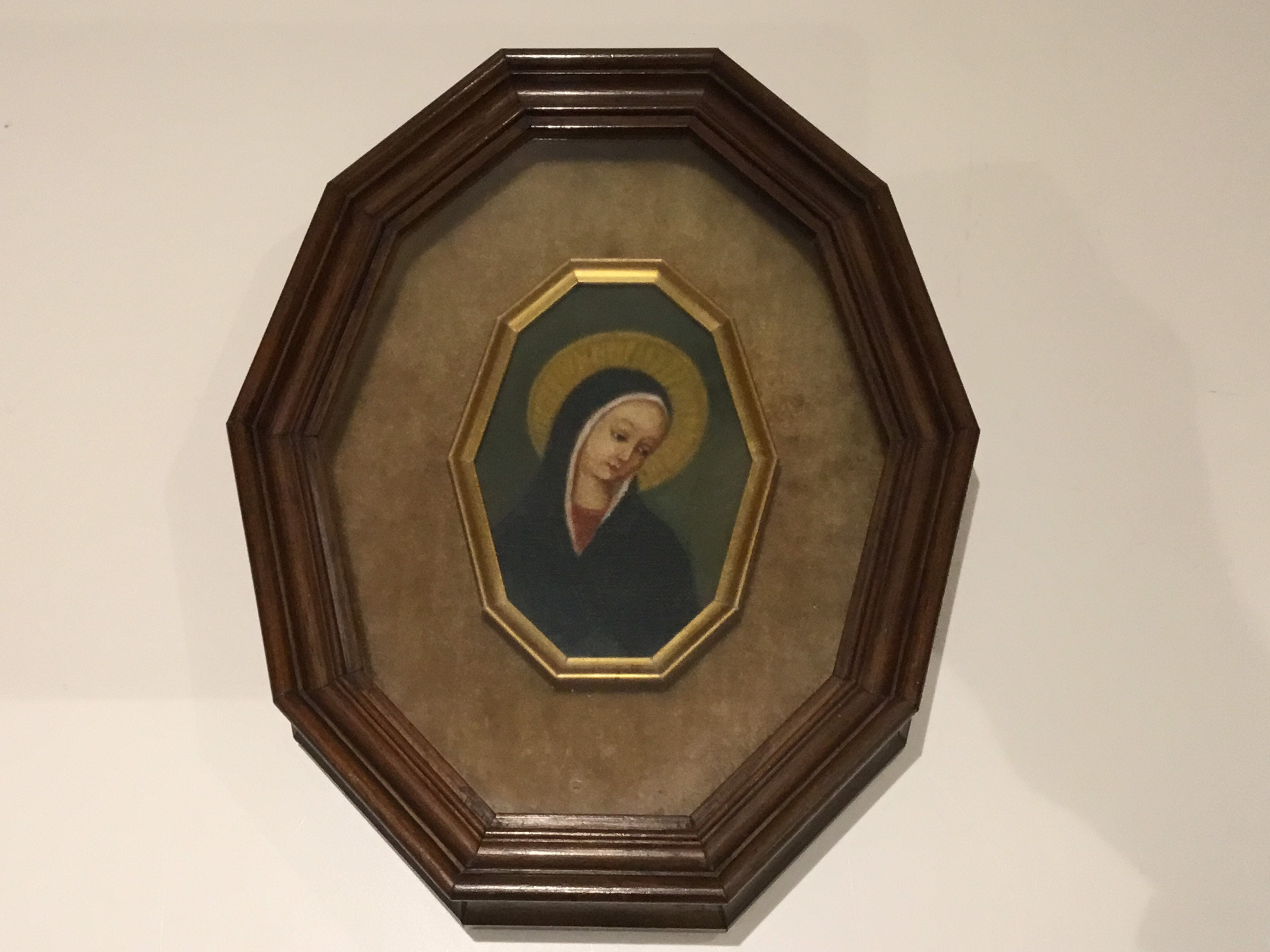 Vintage Icon | 1950s Italian Hand-Painted Saint Mary, Velvet & Glass Case — photo 4 of 8