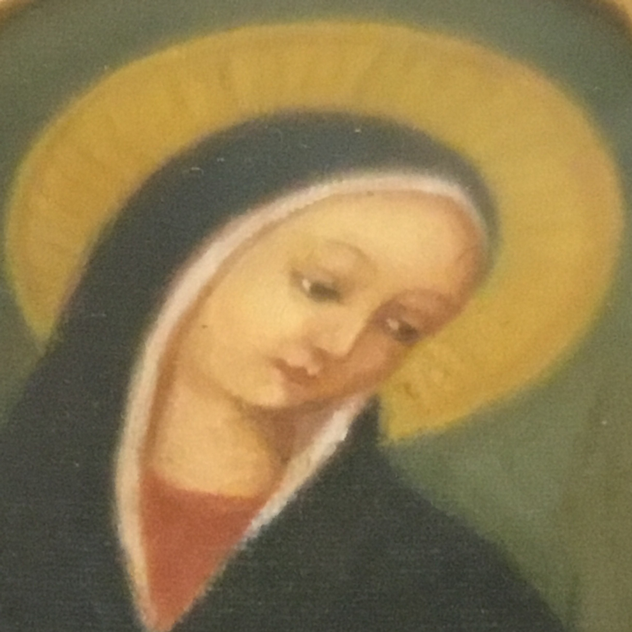 Vintage Icon | 1950s Italian Hand-Painted Saint Mary, Velvet & Glass Case — photo 5 of 8