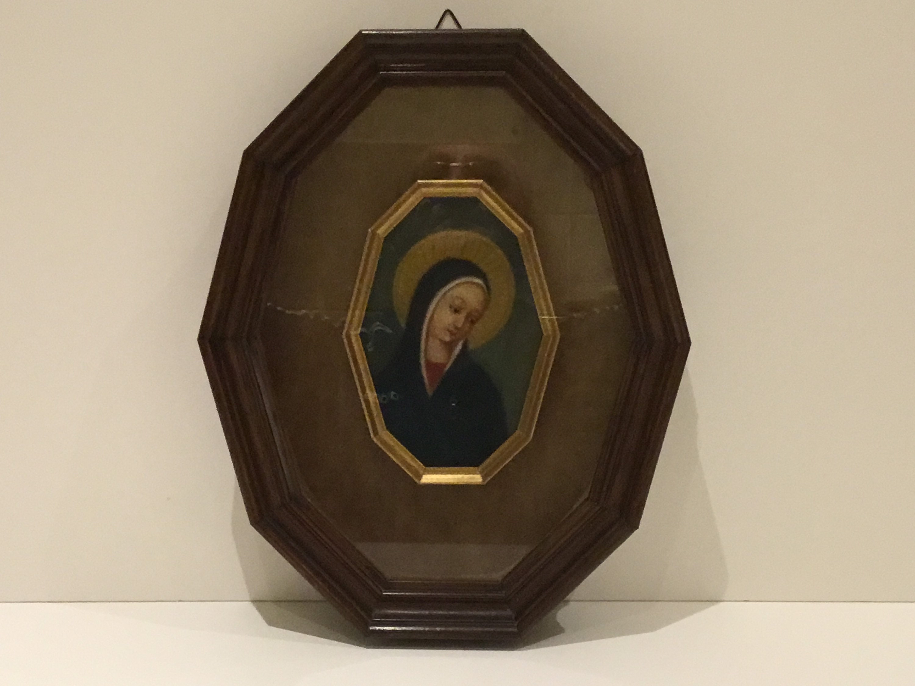 Vintage Icon | 1950s Italian Hand-Painted Saint Mary, Velvet & Glass Case — photo 6 of 8