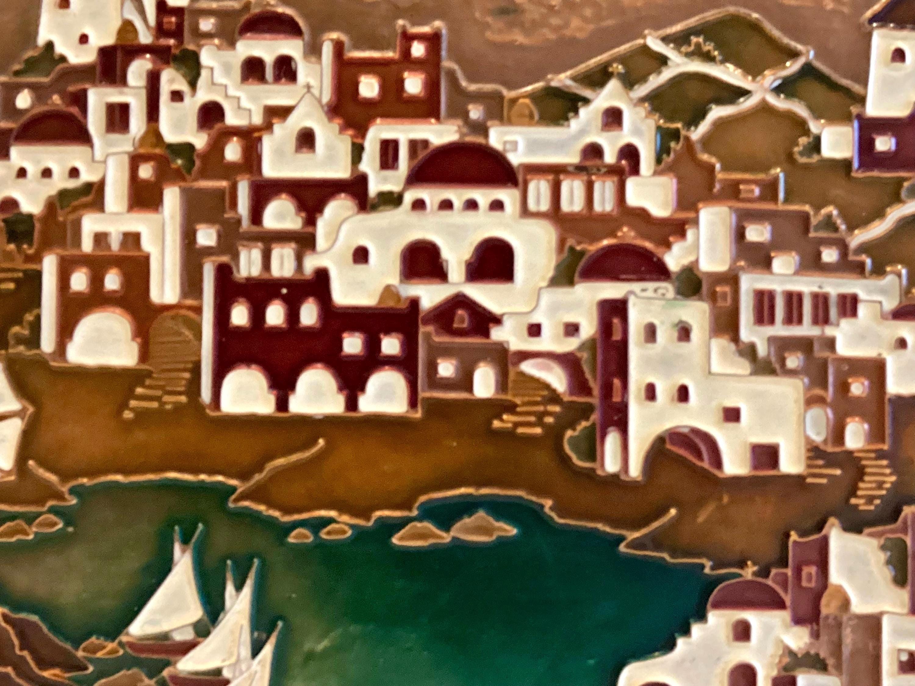 Vintage Wall Art Greek Enamel Metal Plaque by AETHRA, 1950s Mid Century Santorini — photo 7 of 10
