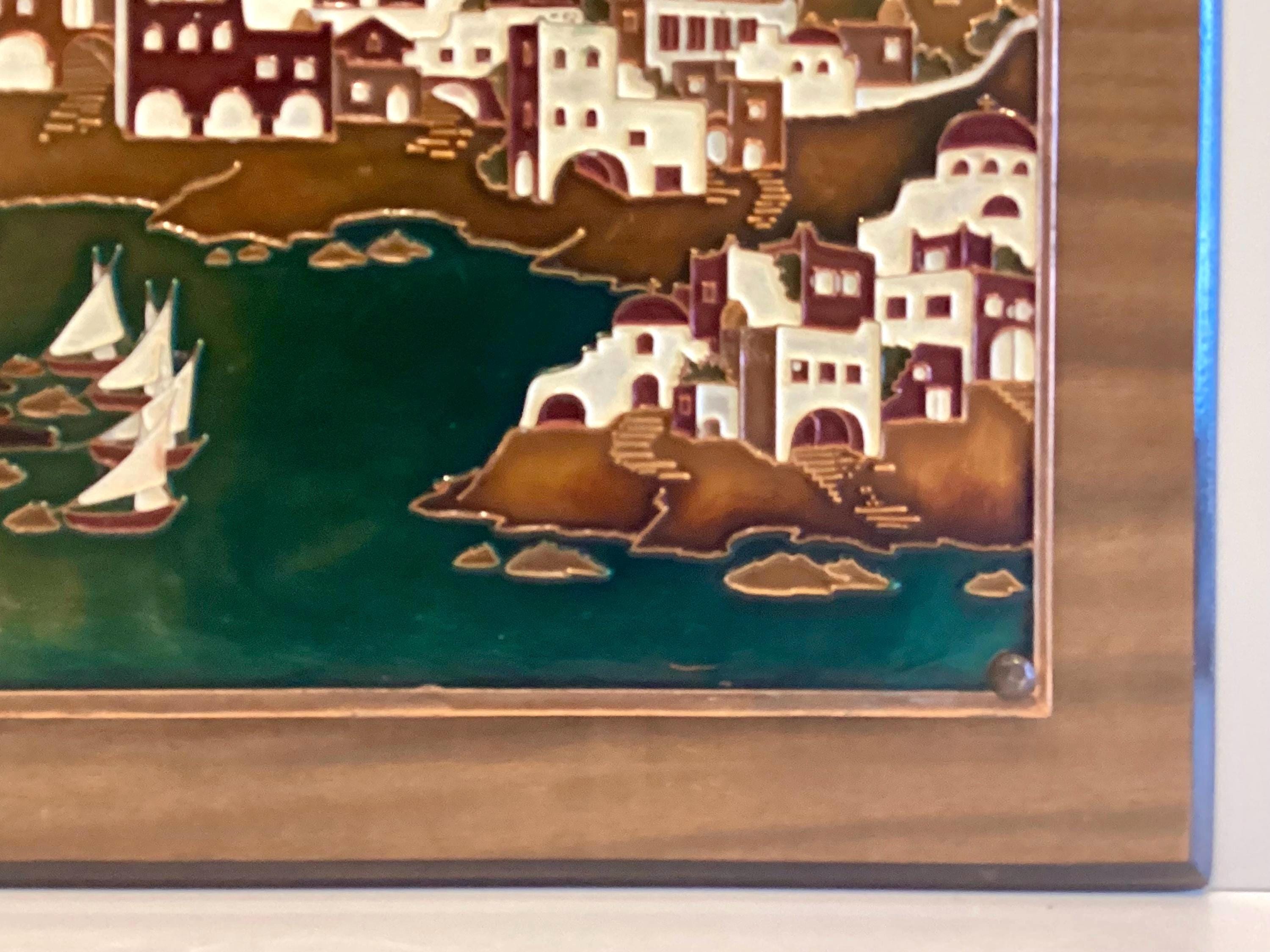 Vintage Wall Art Greek Enamel Metal Plaque by AETHRA, 1950s Mid Century Santorini — photo 9 of 10