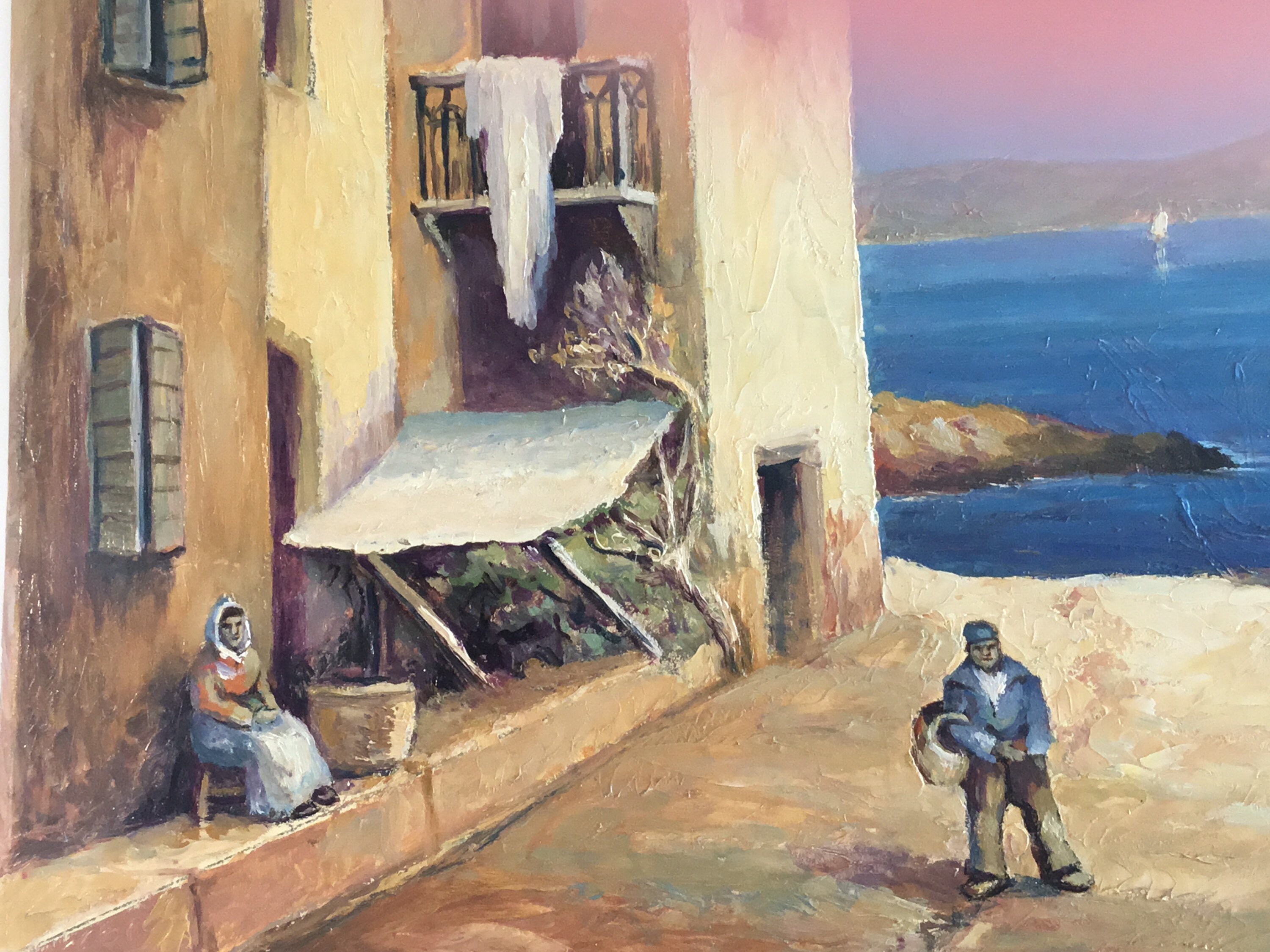 Vintage Seascape Painting | Charles Melikoff 1940s Martigues Port Marseille, Signed — photo 4 of 10