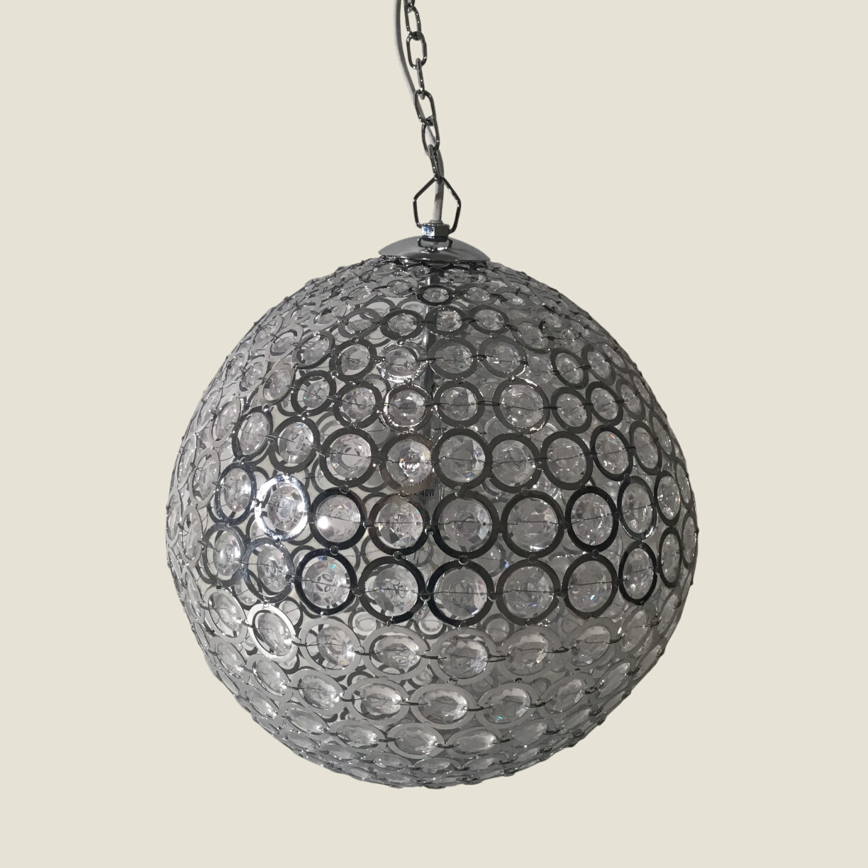 Vintage Chandelier | Maisons Du Monde French Crystal, Chrome Metal Ceiling Light 35cm