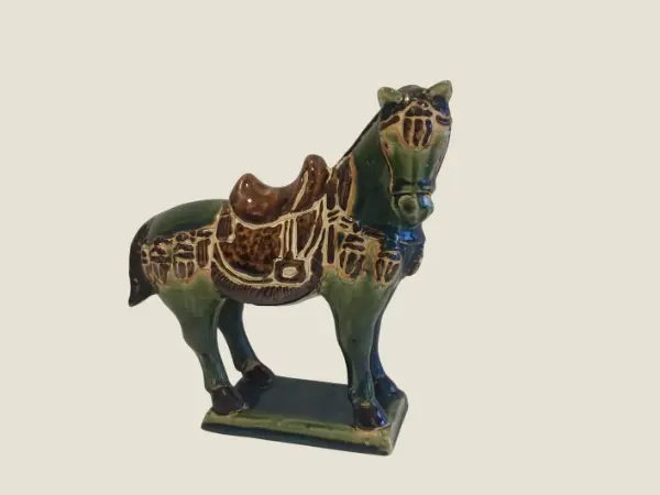 Vintage Porcelain Horse | 1950s Chinese Hand Painted Enamel, Rare Figurine