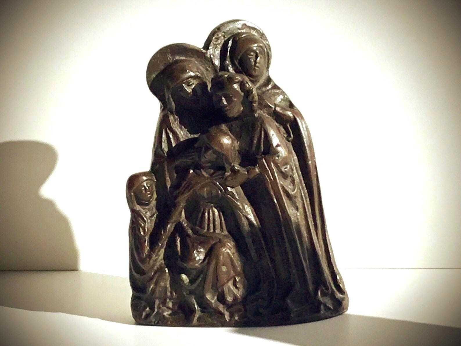 Antique Bronze Sculpture | 18th Century Dutch Religious Group, Madonna & Mourners — photo 2 of 10
