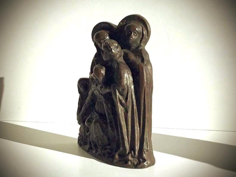 Antique Bronze Sculpture | 18th Century Dutch Religious Group, Madonna & Mourners — photo 5 of 10