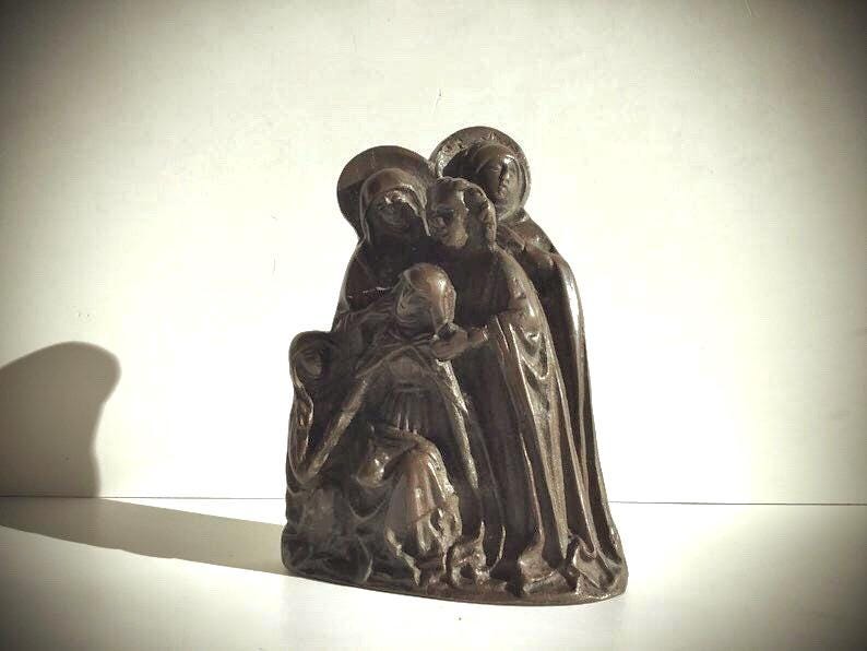 Antique Bronze Sculpture | 18th Century Dutch Religious Group, Madonna & Mourners — photo 6 of 10