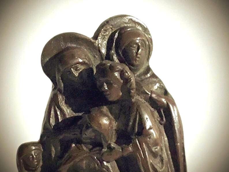 Antique Bronze Sculpture | 18th Century Dutch Religious Group, Madonna & Mourners — photo 8 of 10