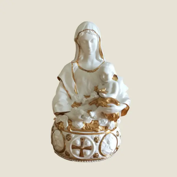 Vintage Musical | Franklin Mint Madonna Sculpture, 1980s Wind-Up Religious Porcelain