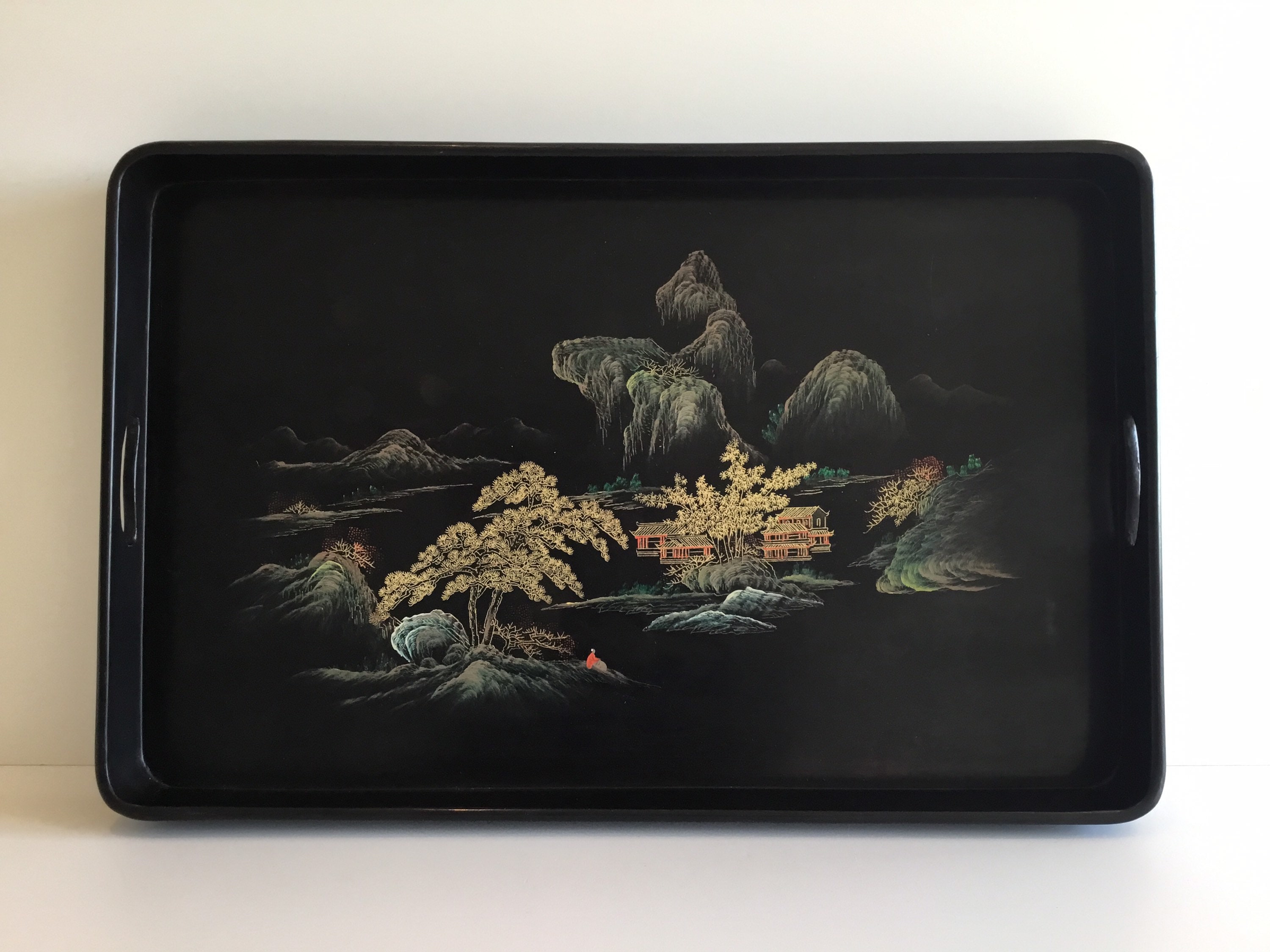 Vintage Vases Tray Set | 1940s Japanese Hand-Painted Home Decor — photo 7 of 11