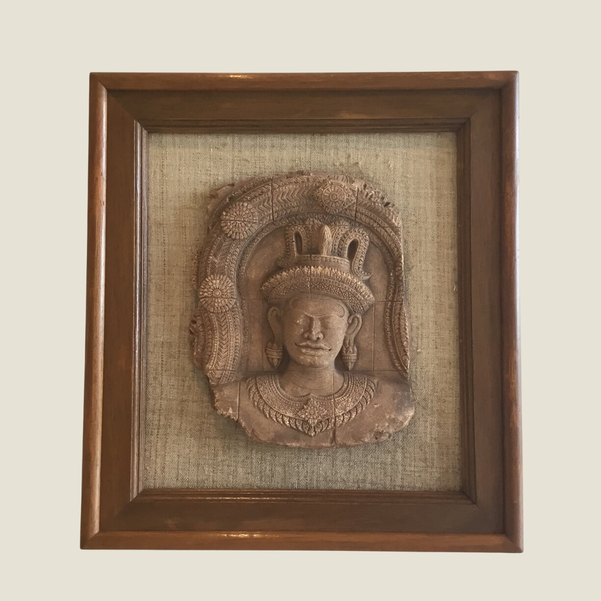 Vintage Sculpture | Borobudur Buddhist Temple, Relief Stone Art, Indonesian Wall plaque
