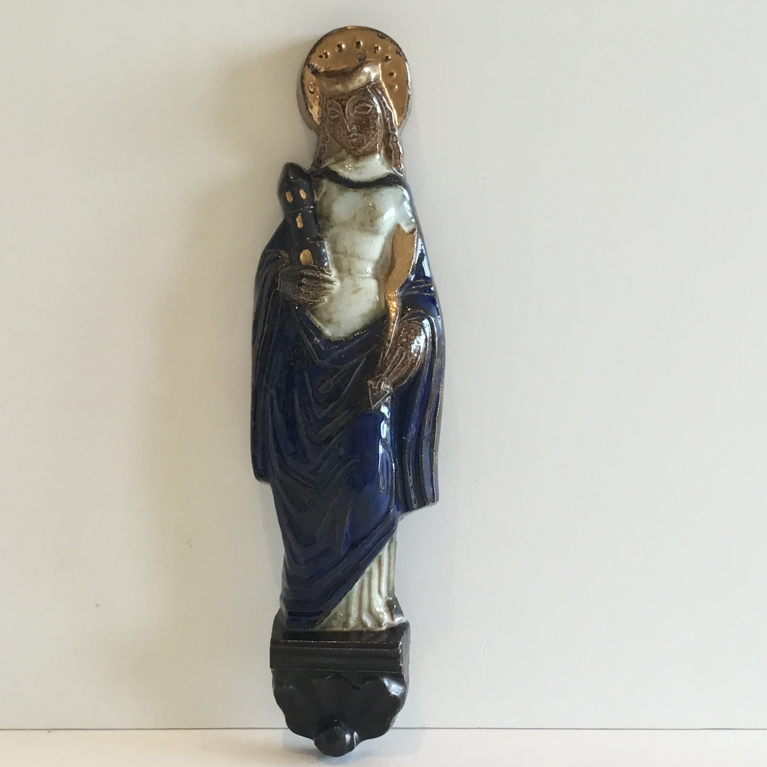 Antique Sculpture | 1940s Roger Guérin, Saint Mary Wall Art Religious Figurine — photo 3 of 8