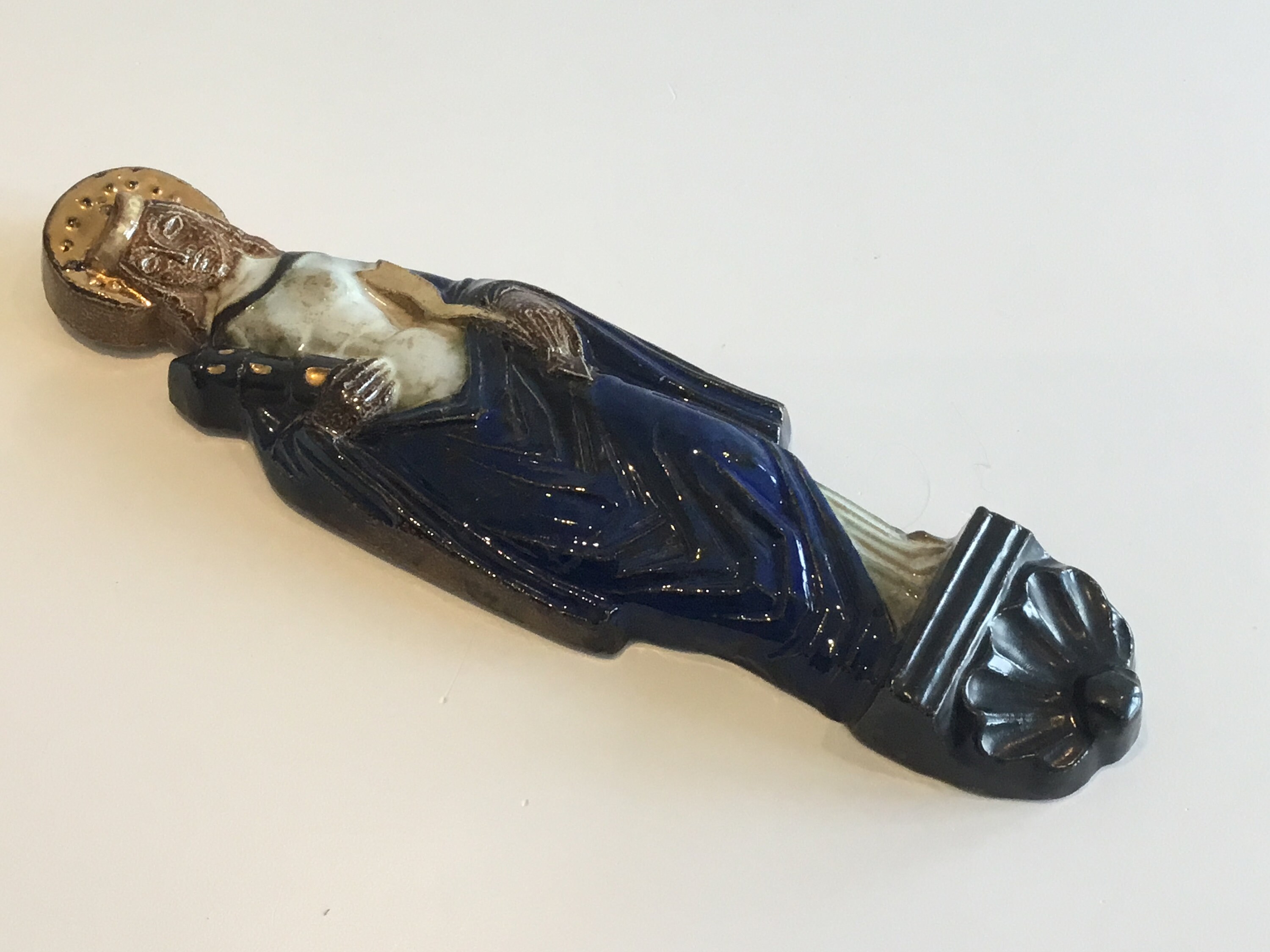 Antique Sculpture | 1940s Roger Guérin, Saint Mary Wall Art Religious Figurine — photo 4 of 8
