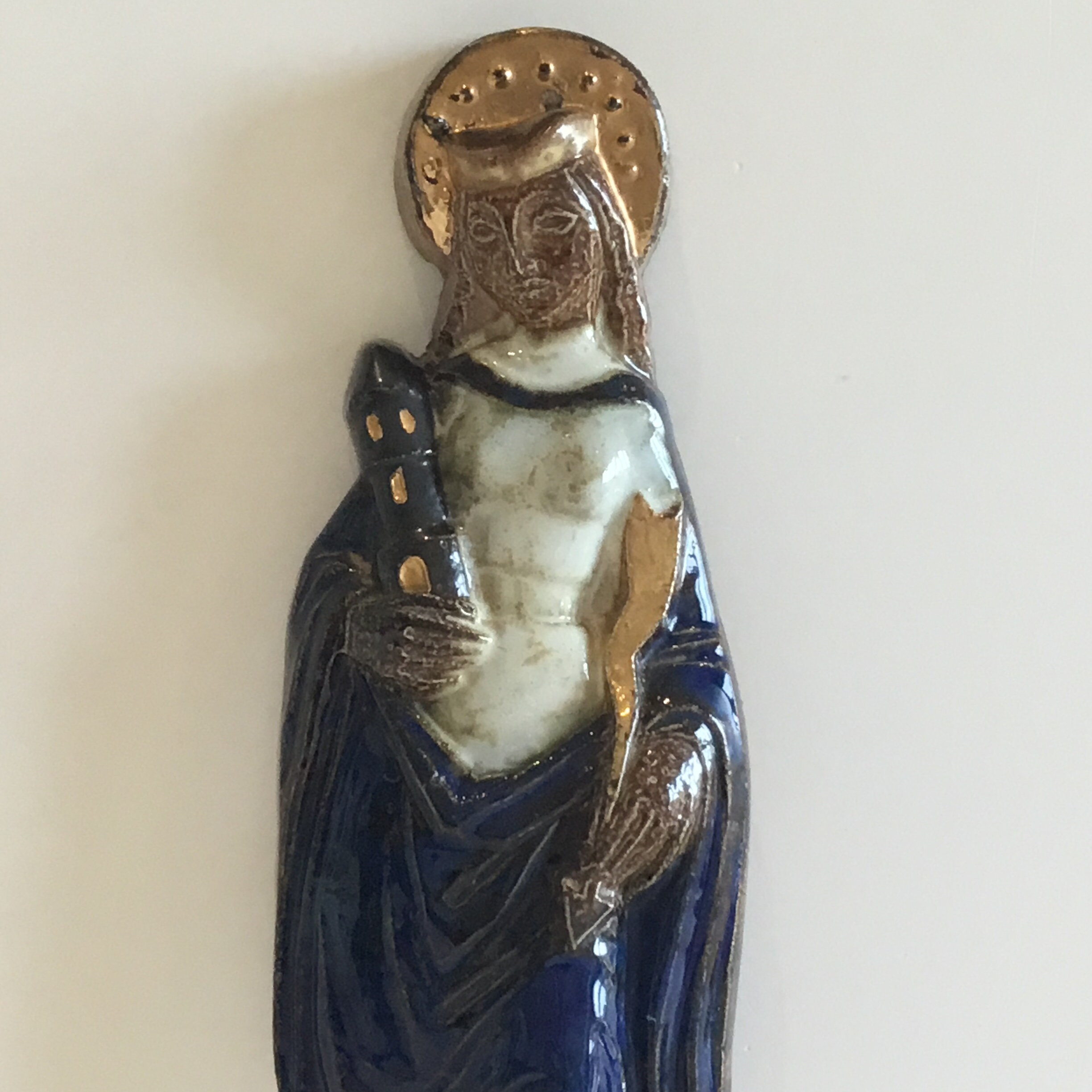 Antique Sculpture | 1940s Roger Guérin, Saint Mary Wall Art Religious Figurine — photo 5 of 8