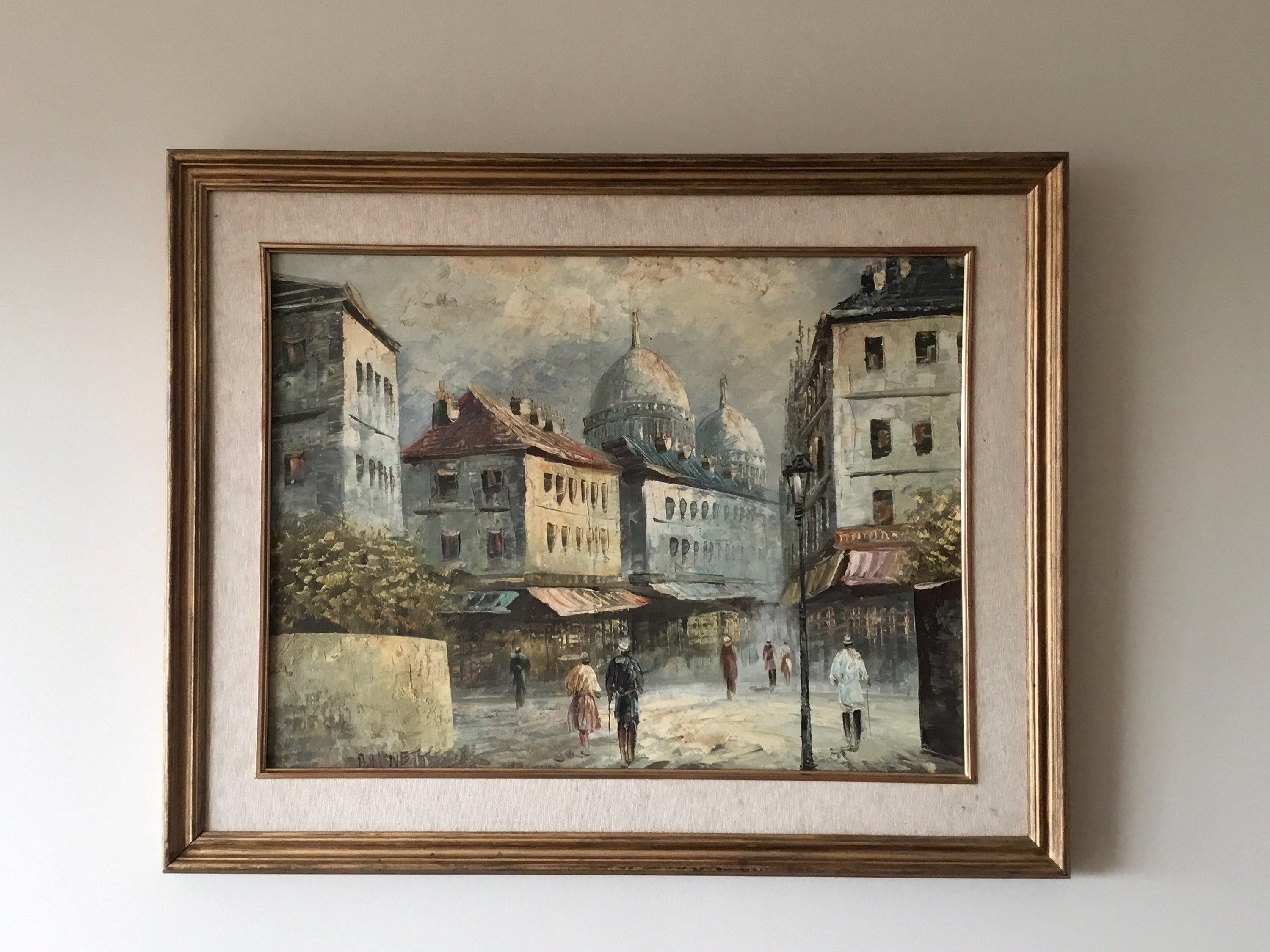 Vintage Oil Painting (1930s) Caroline Burnett, Montmartre Paris Landscape, Signed Original Art, French Scene — photo 2 of 11