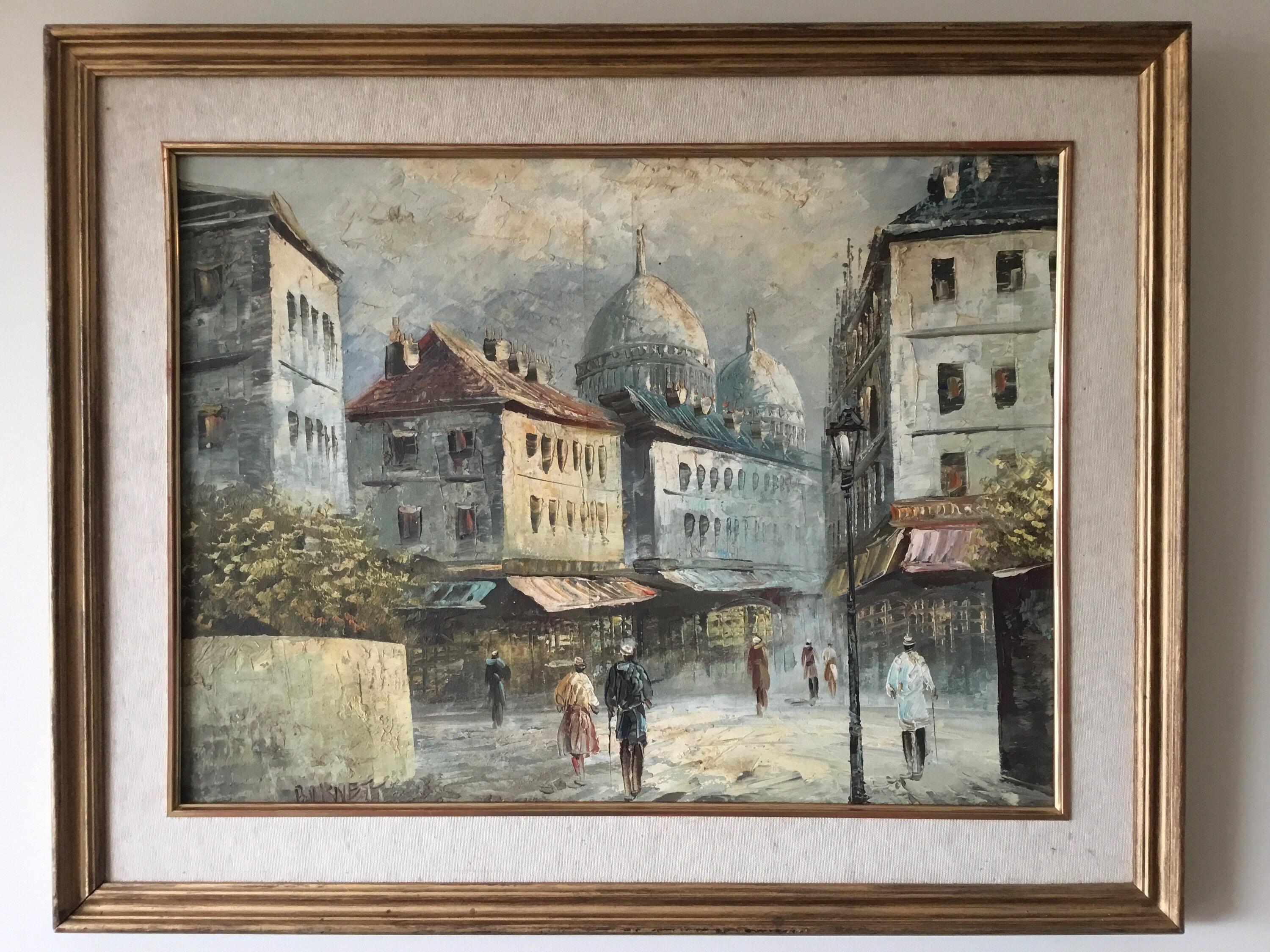 Vintage Oil Painting (1930s) Caroline Burnett, Montmartre Paris Landscape, Signed Original Art, French Scene — photo 3 of 11