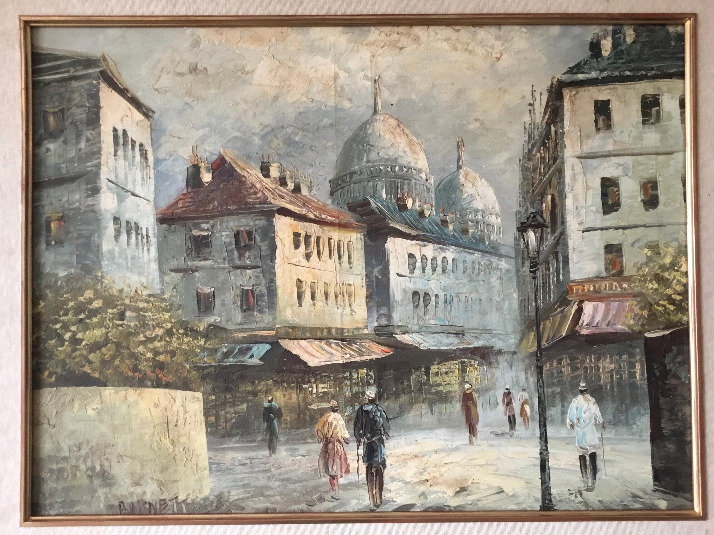 Vintage Oil Painting (1930s) Caroline Burnett, Montmartre Paris Landscape, Signed Original Art, French Scene — photo 4 of 11