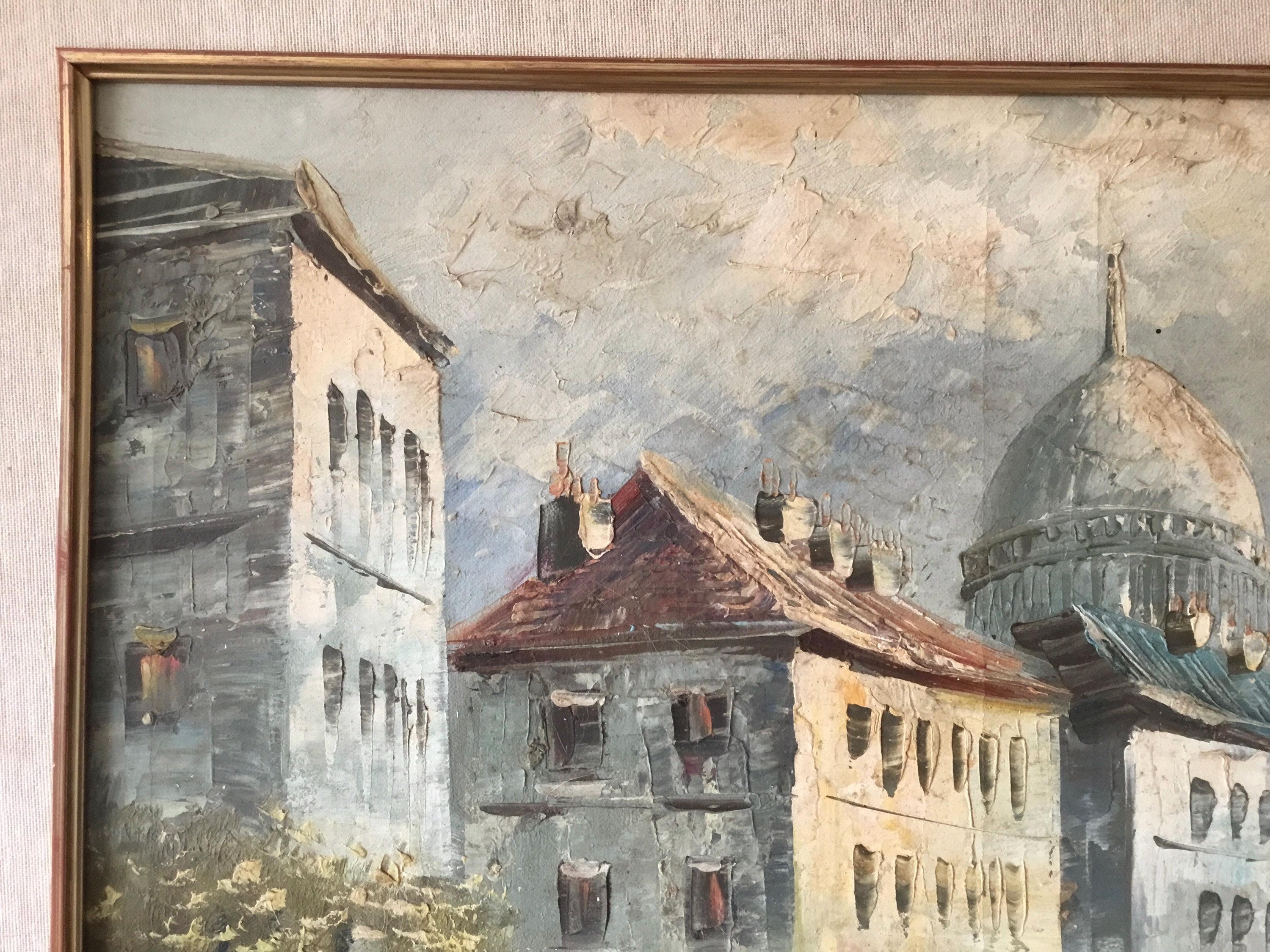 Vintage Oil Painting (1930s) Caroline Burnett, Montmartre Paris Landscape, Signed Original Art, French Scene — photo 6 of 11
