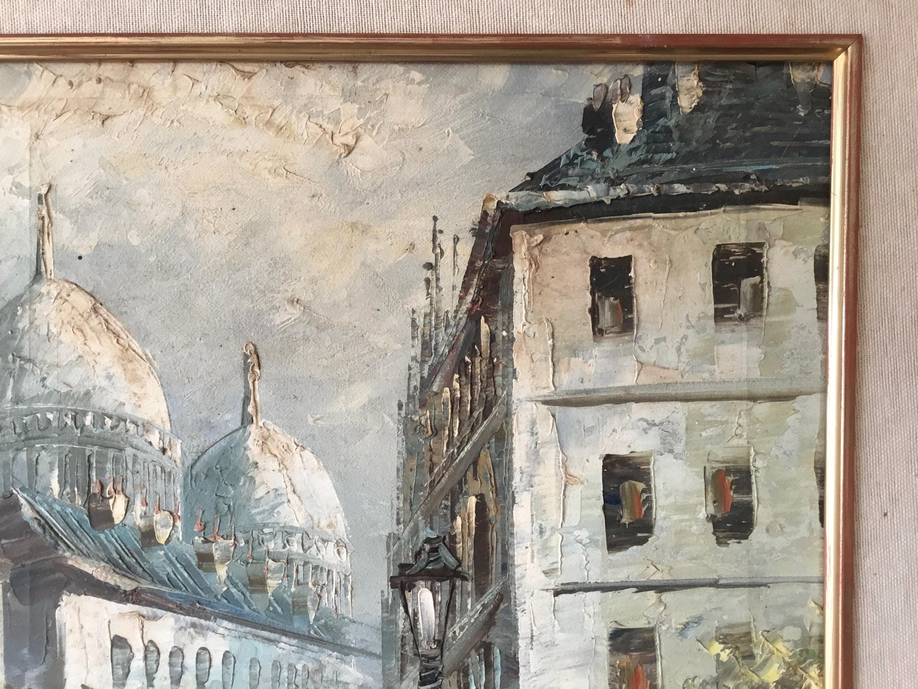 Vintage Oil Painting (1930s) Caroline Burnett, Montmartre Paris Landscape, Signed Original Art, French Scene — photo 9 of 11
