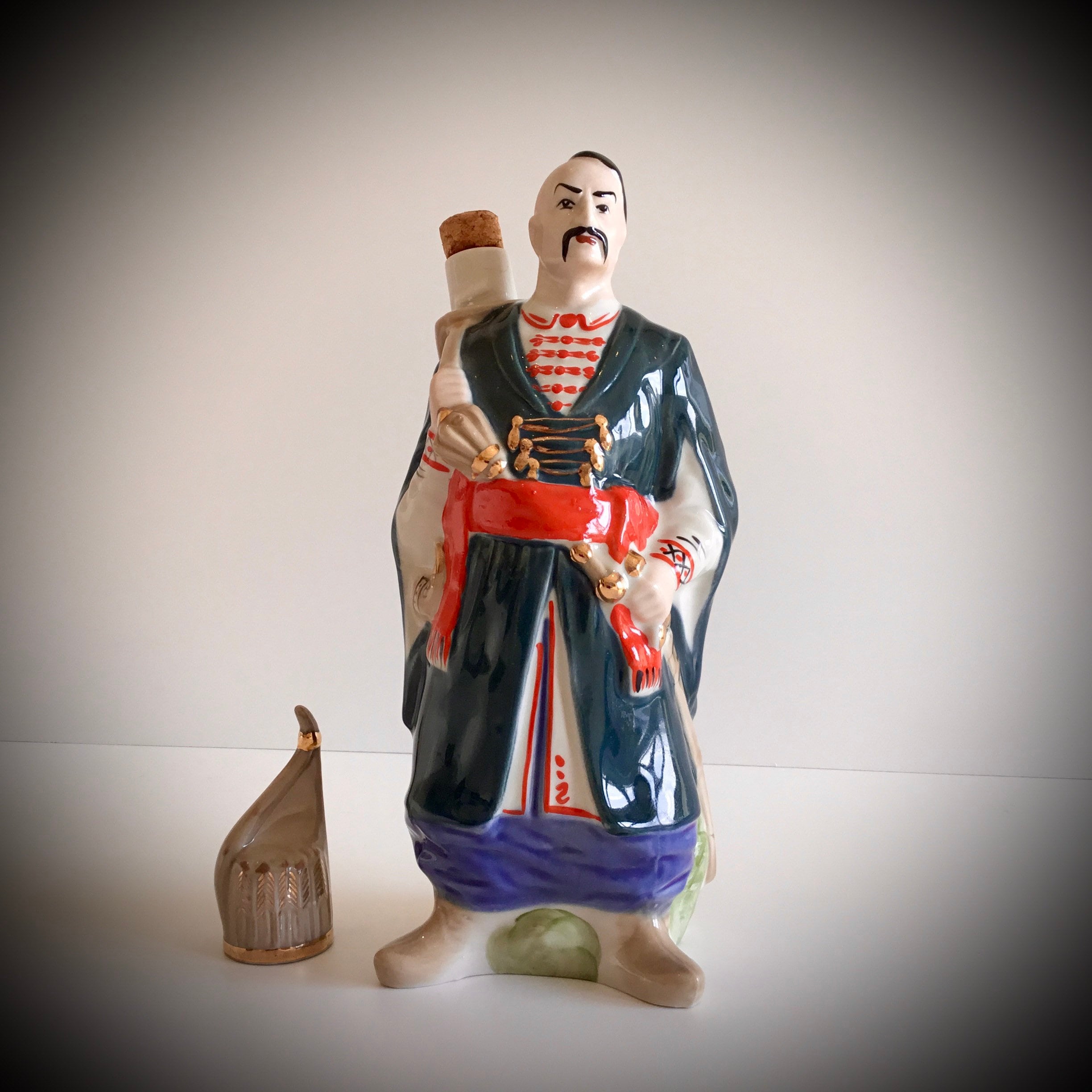 Porcelain Figurine Decanter Hand Painted Cossack ZHK Poland Vintage 1960s — photo 3 of 7