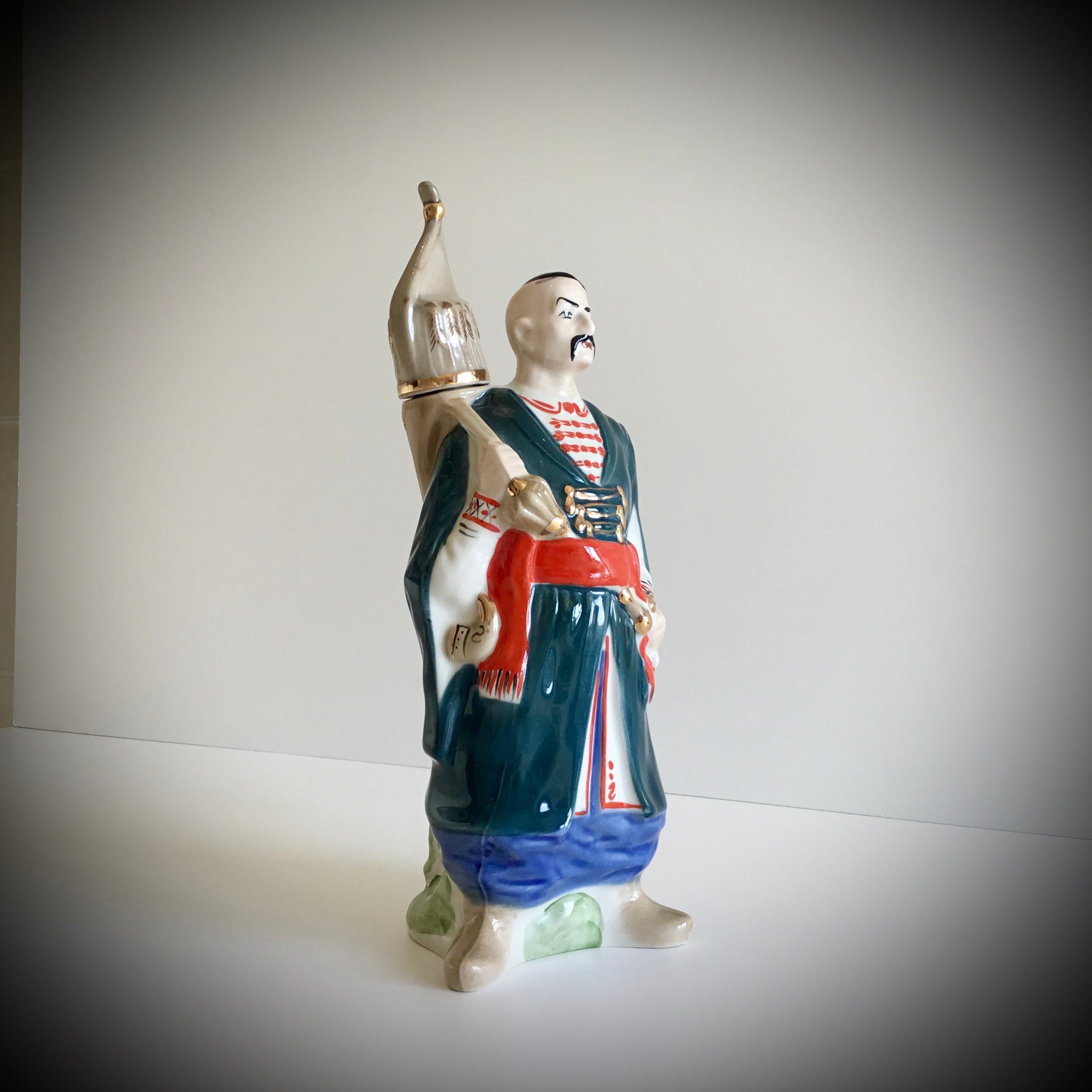 Porcelain Figurine Decanter Hand Painted Cossack ZHK Poland Vintage 1960s — photo 4 of 7