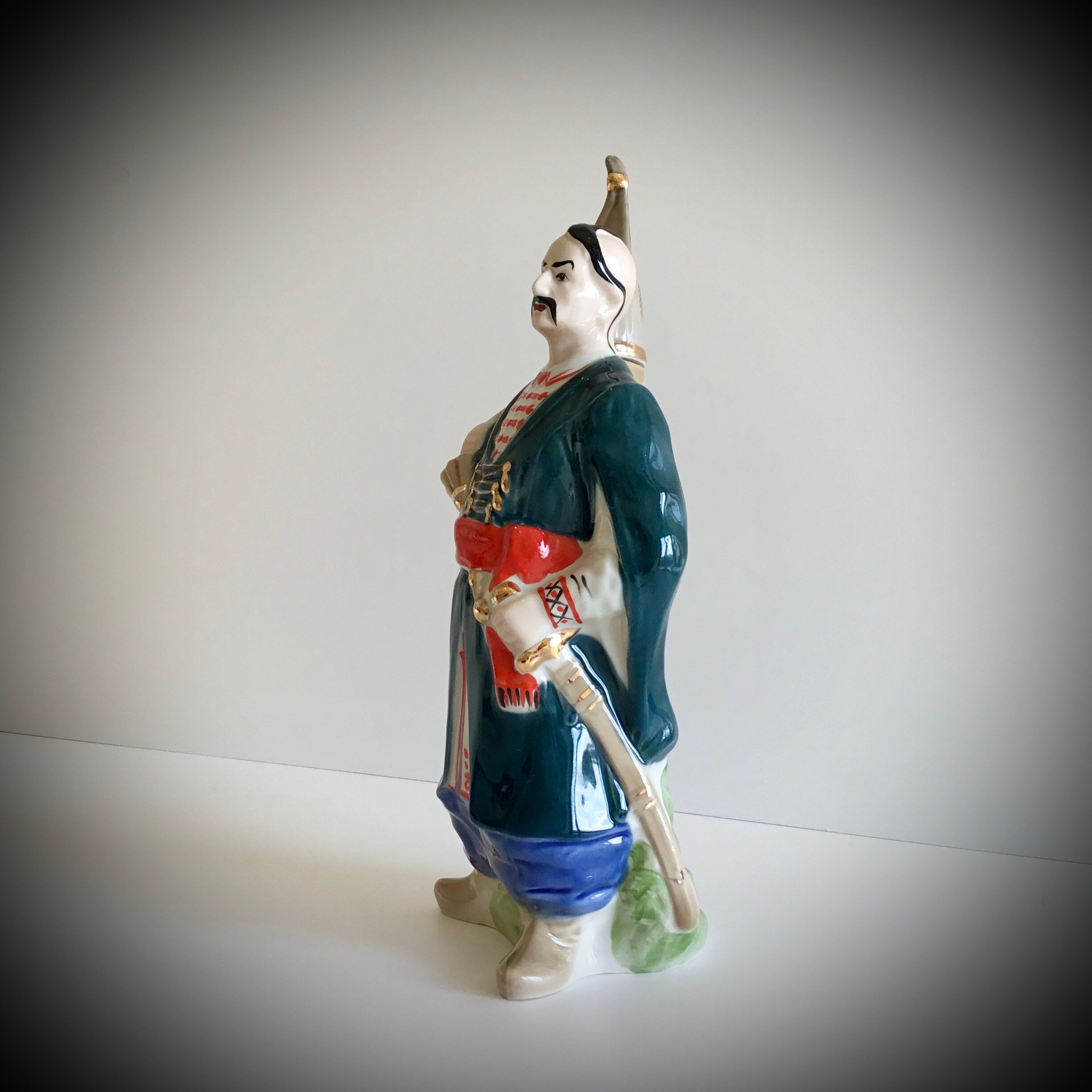 Porcelain Figurine Decanter Hand Painted Cossack ZHK Poland Vintage 1960s — photo 6 of 7