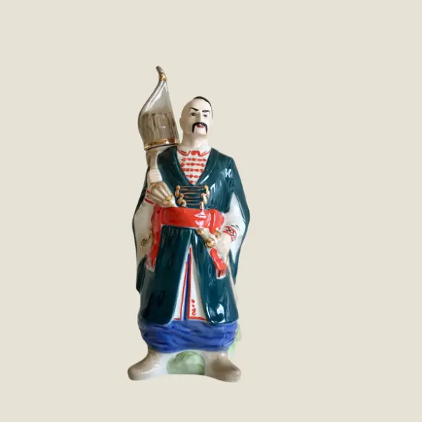 Porcelain Figurine Decanter Hand Painted Cossack ZHK Poland Vintage 1960s