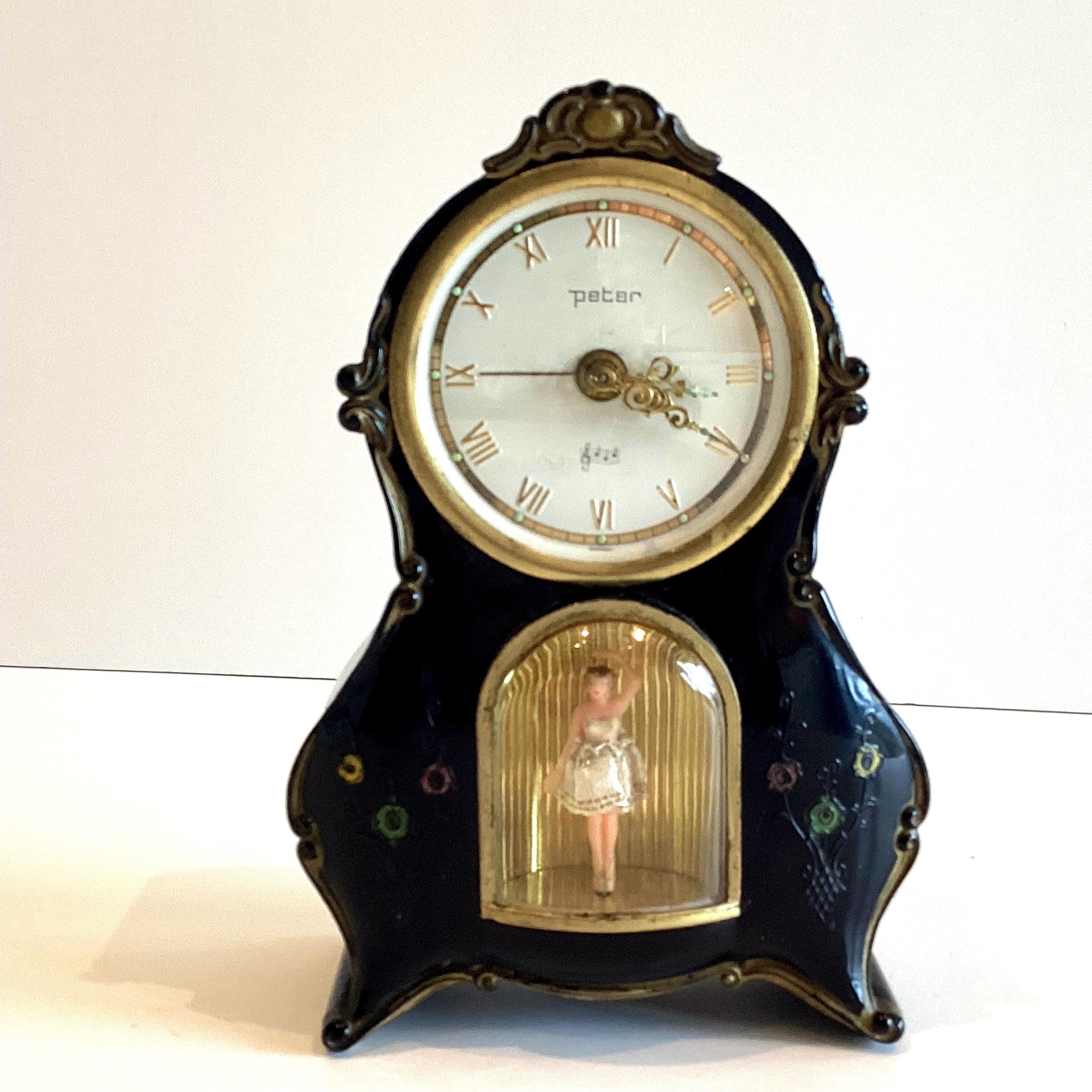 Vintage Music Box Clock | 1960s German Peter Alarm with Reuge Movement & Ballerina — photo 3 of 7