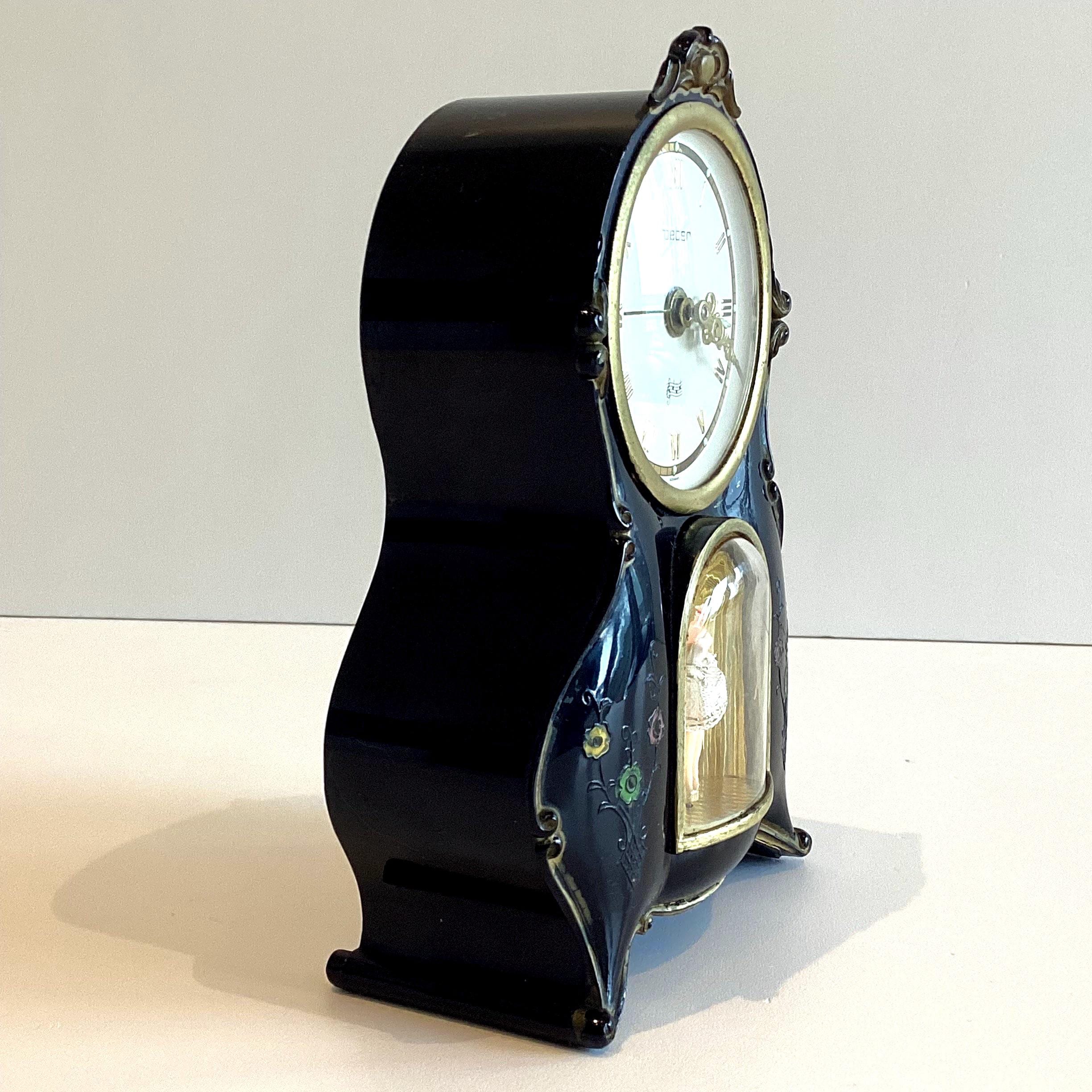 Vintage Music Box Clock | 1960s German Peter Alarm with Reuge Movement & Ballerina — photo 4 of 7