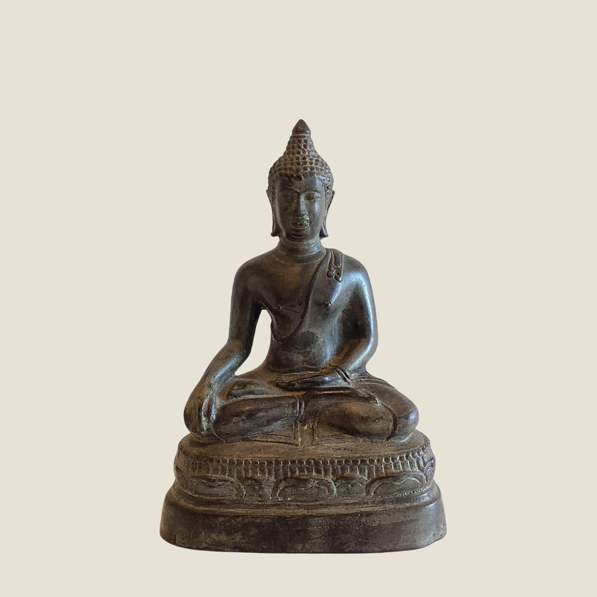 Vintage Bronze Buddha | 1900s Thai Meditation Statue Religious Art