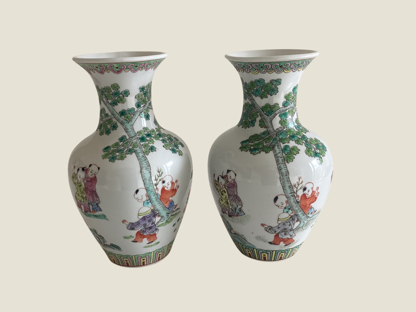 Vintage Chinese Vases – Pair Hand-Painted Porcelain (1970s Maoist Period)