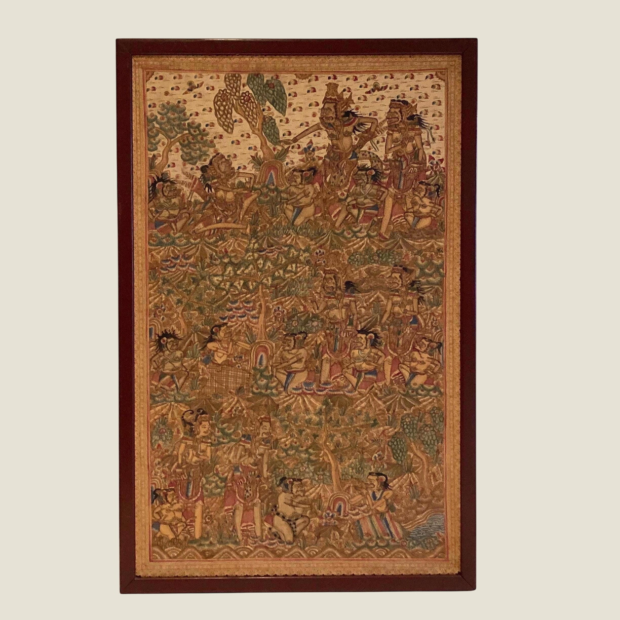 Vintage Balinese Painting | 1950s Kamasan Art Indonesia, Traditional Natural Pigments