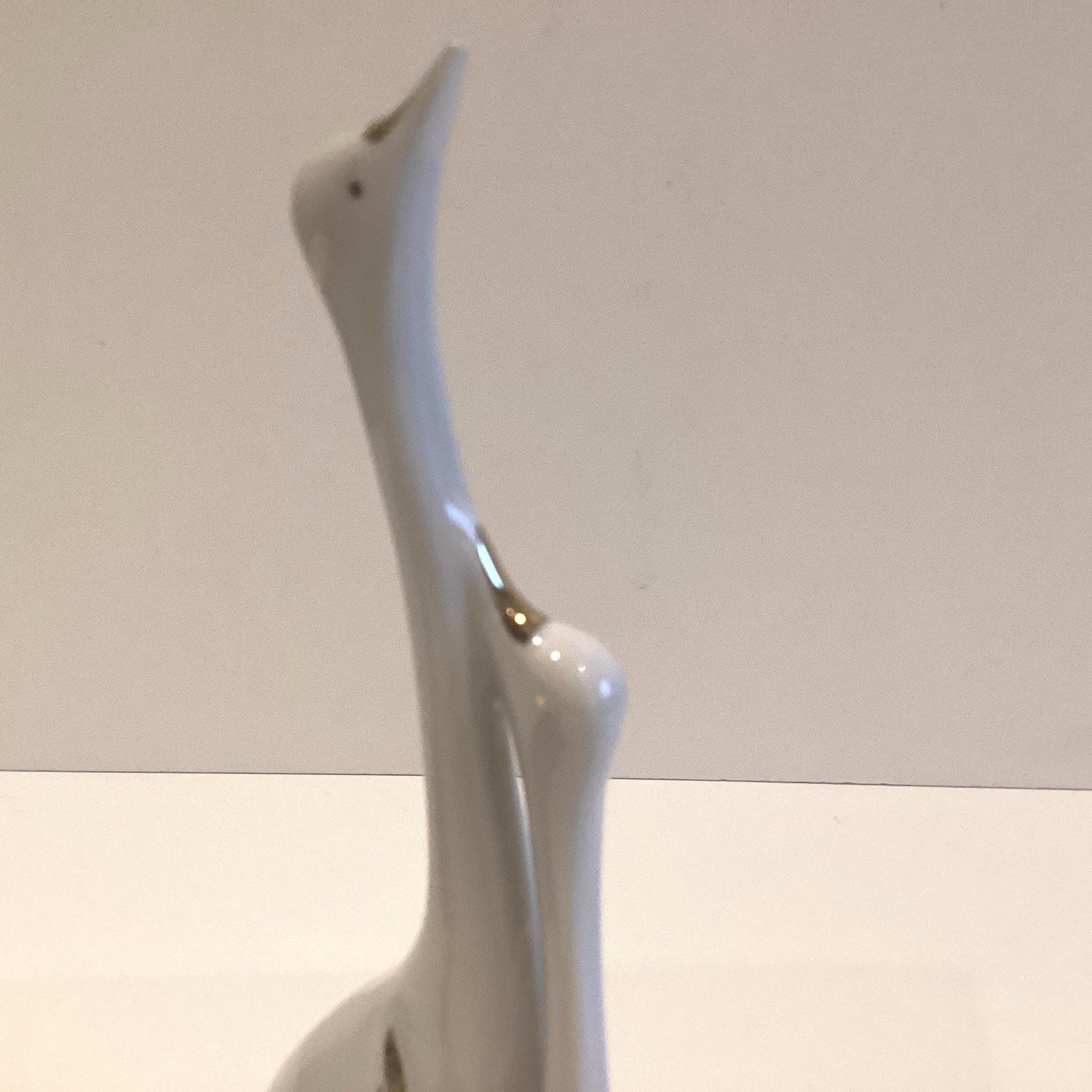 Vintage Italian Porcelain | CAB Firenze Pair of Swans 1960s, Gold Decorated Collectible Figurines — photo 7 of 8